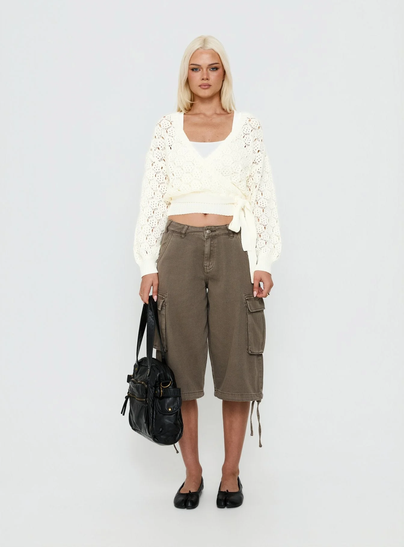 Kaenira Lace Wrap Knit Jumper Cream - Image 7