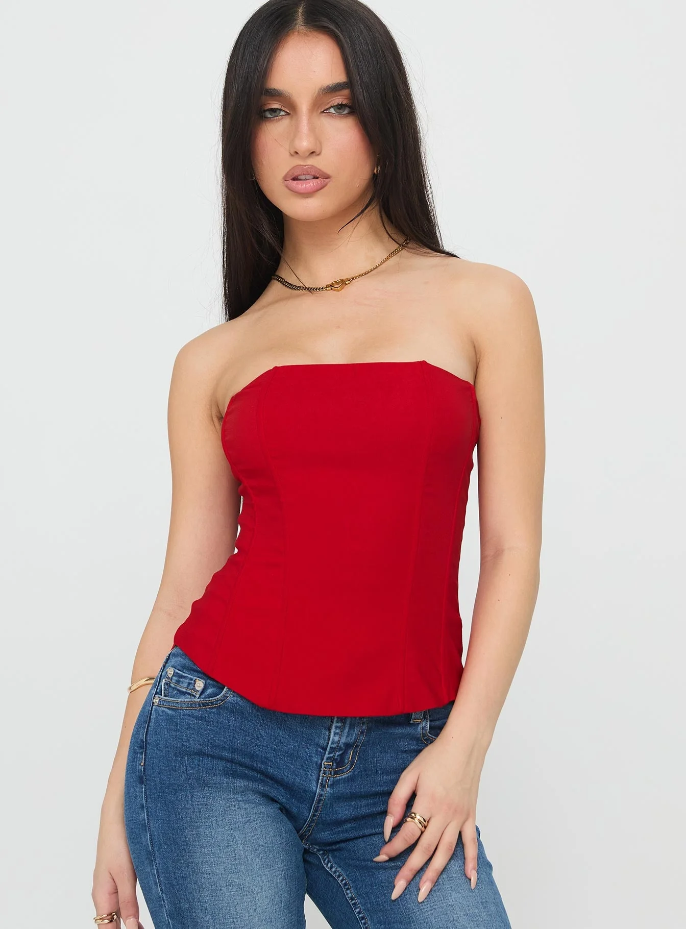 Kaetlyn Strapless Corset Top Red - Image 2