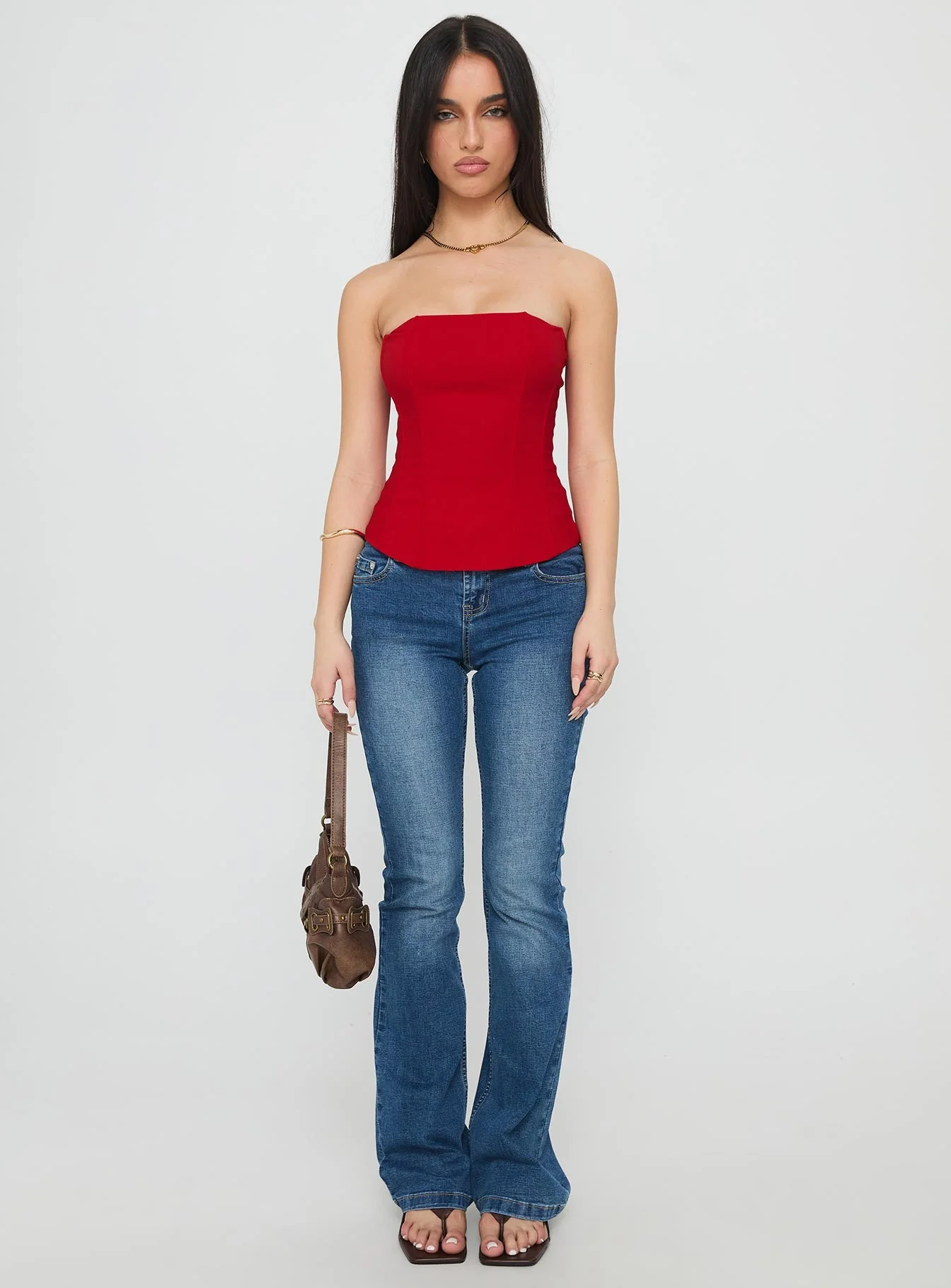 Kaetlyn Strapless Corset Top Red - Image 7