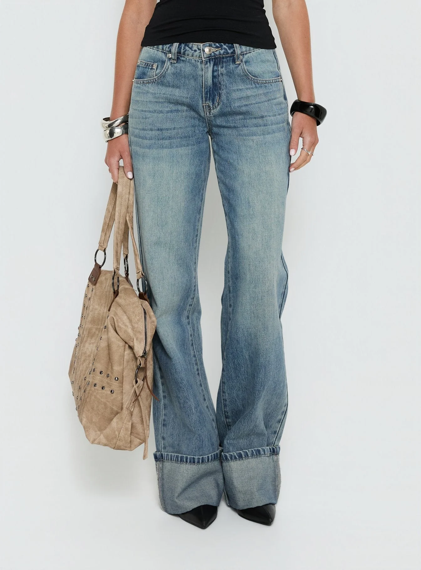 Ezia Wide Cuff Baggy Jeans Raw Denim - Image 2