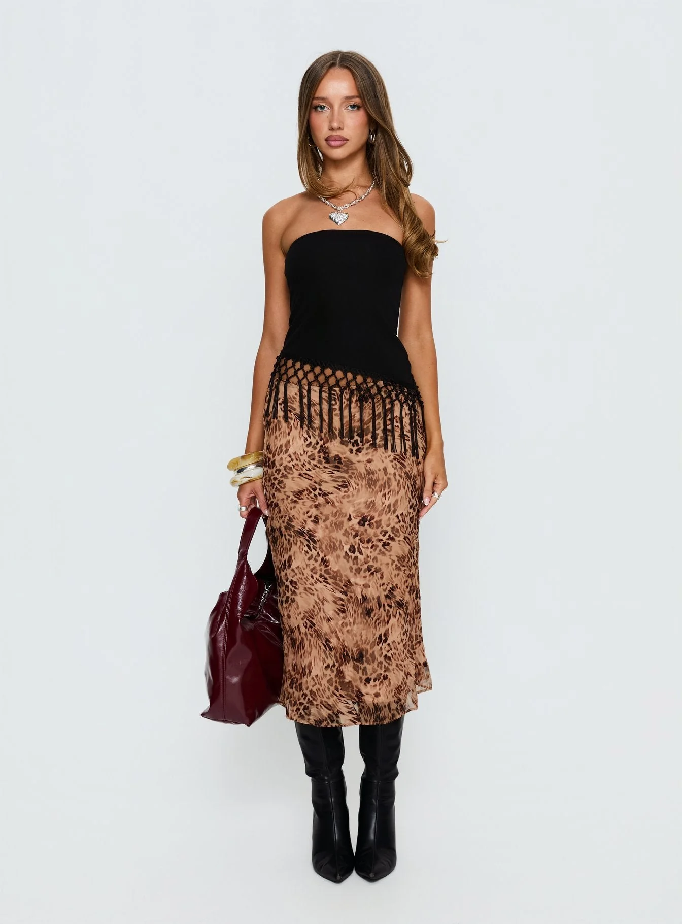 Kahlei Strapless Fringe Detail Top Black - Image 8