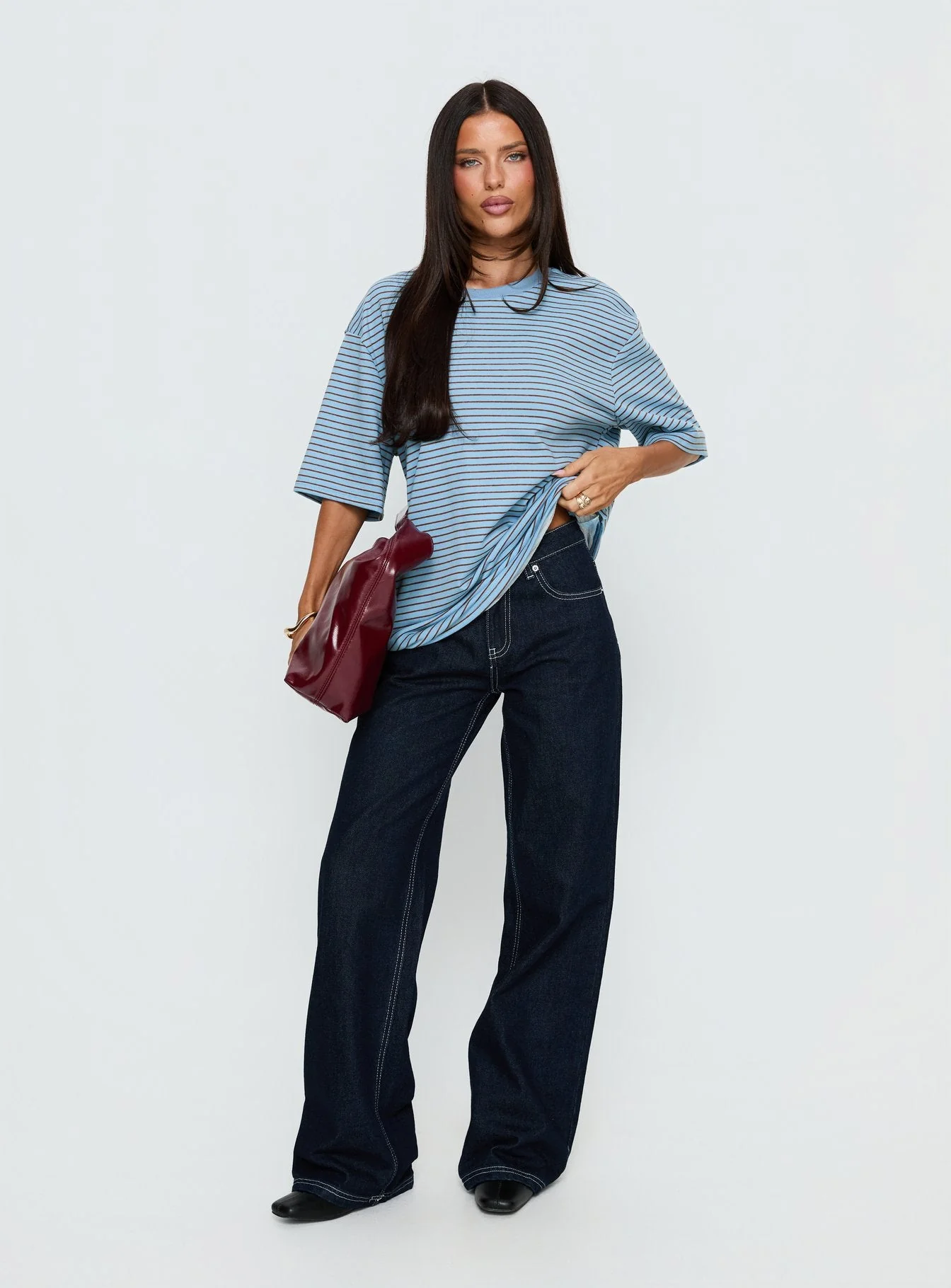 Kaitlan Short Sleeve Tee Blue Stripe - Image 3