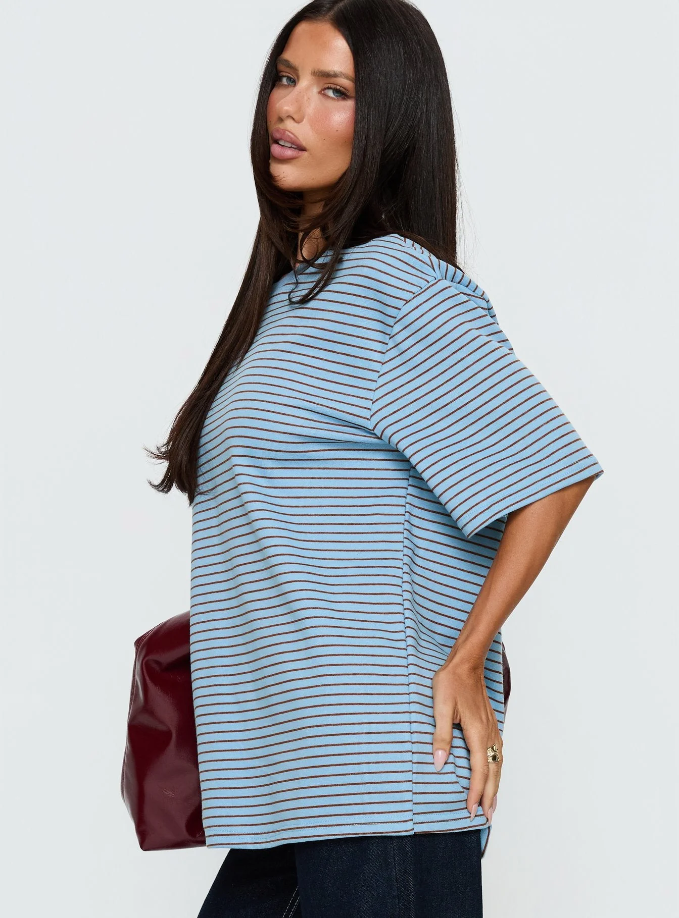 Kaitlan Short Sleeve Tee Blue Stripe - Image 4