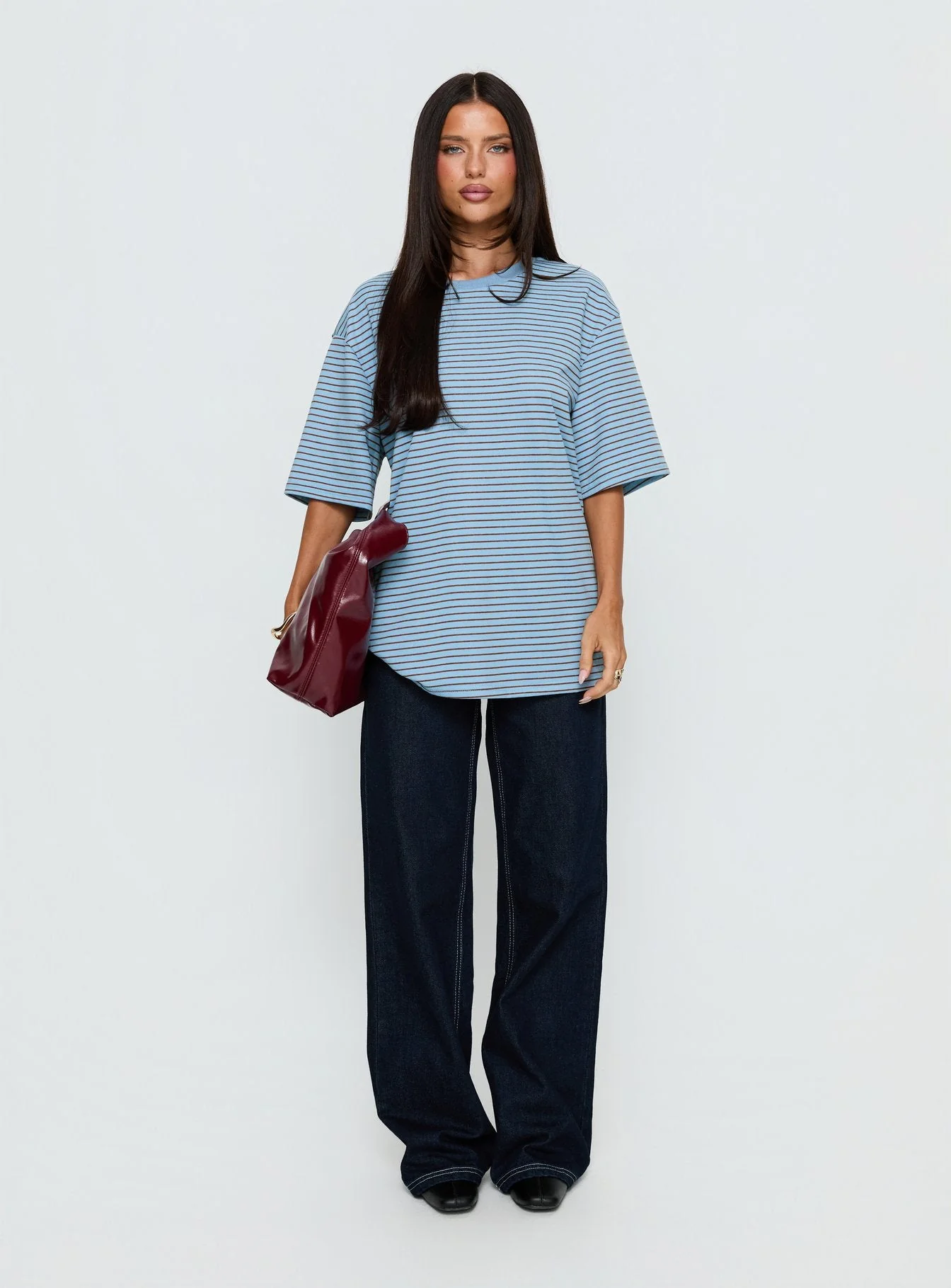 Kaitlan Short Sleeve Tee Blue Stripe - Image 7