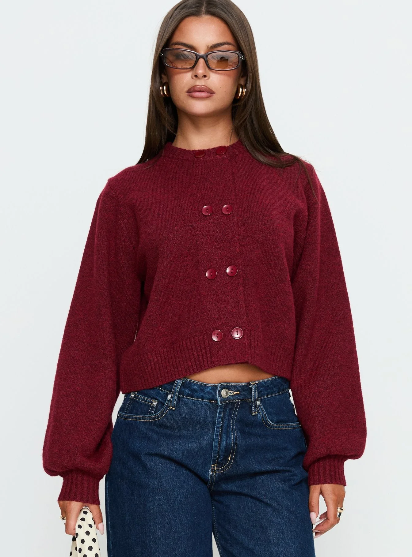 Kammi Button Up Cardigan Red - Image 2