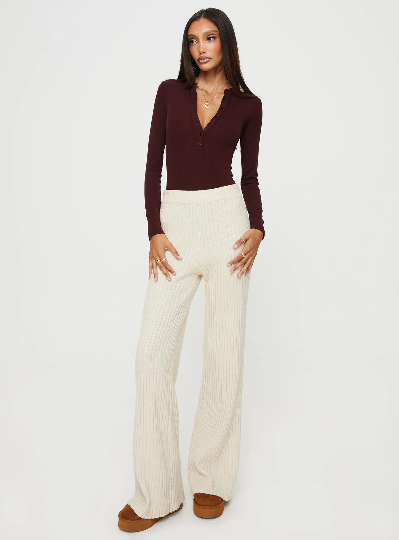 Kandis Long Sleeve Bodysuit Burgundy - Image 3