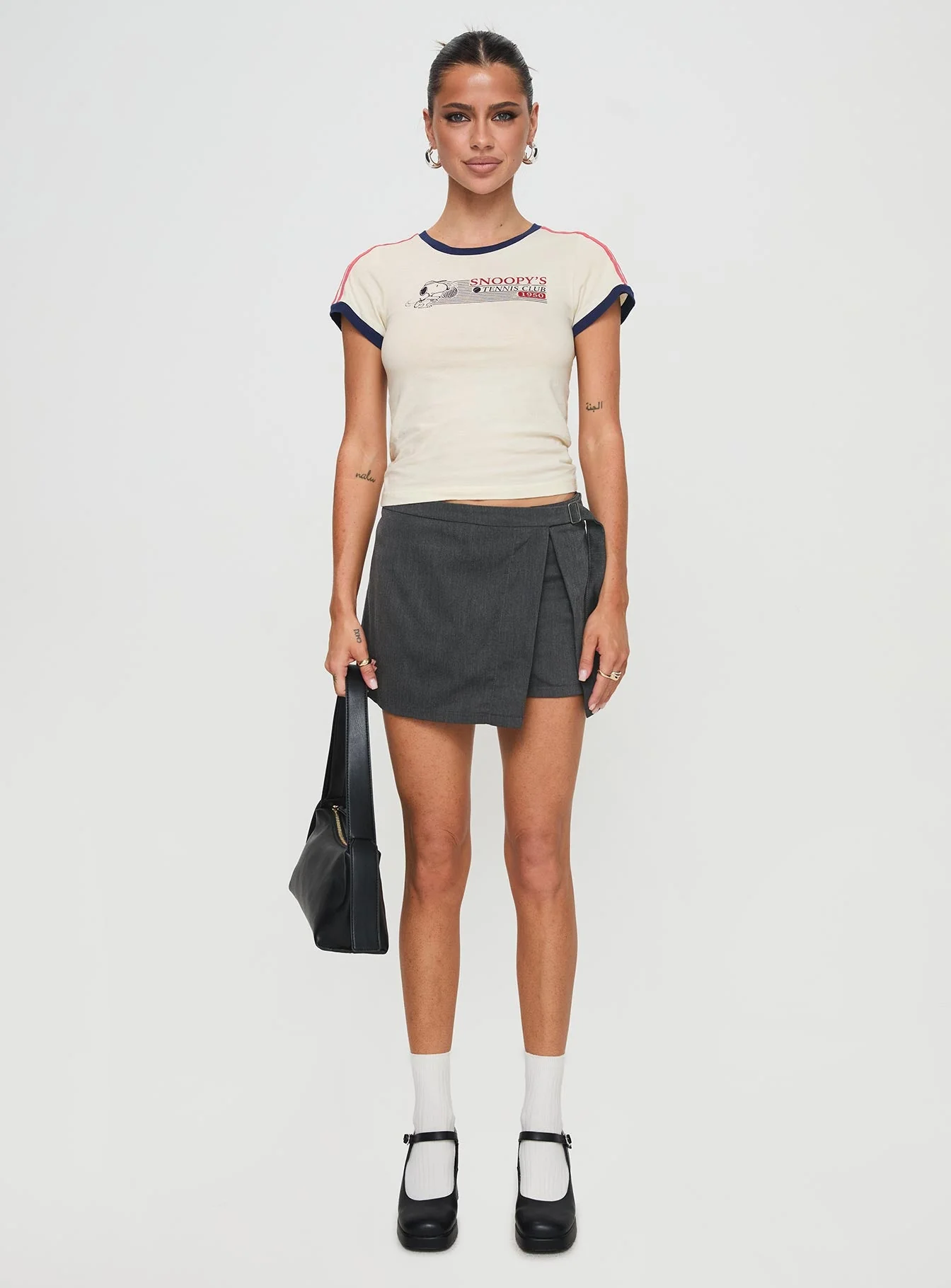 Karki Low Waist Mini Skort Charcoal - Image 7