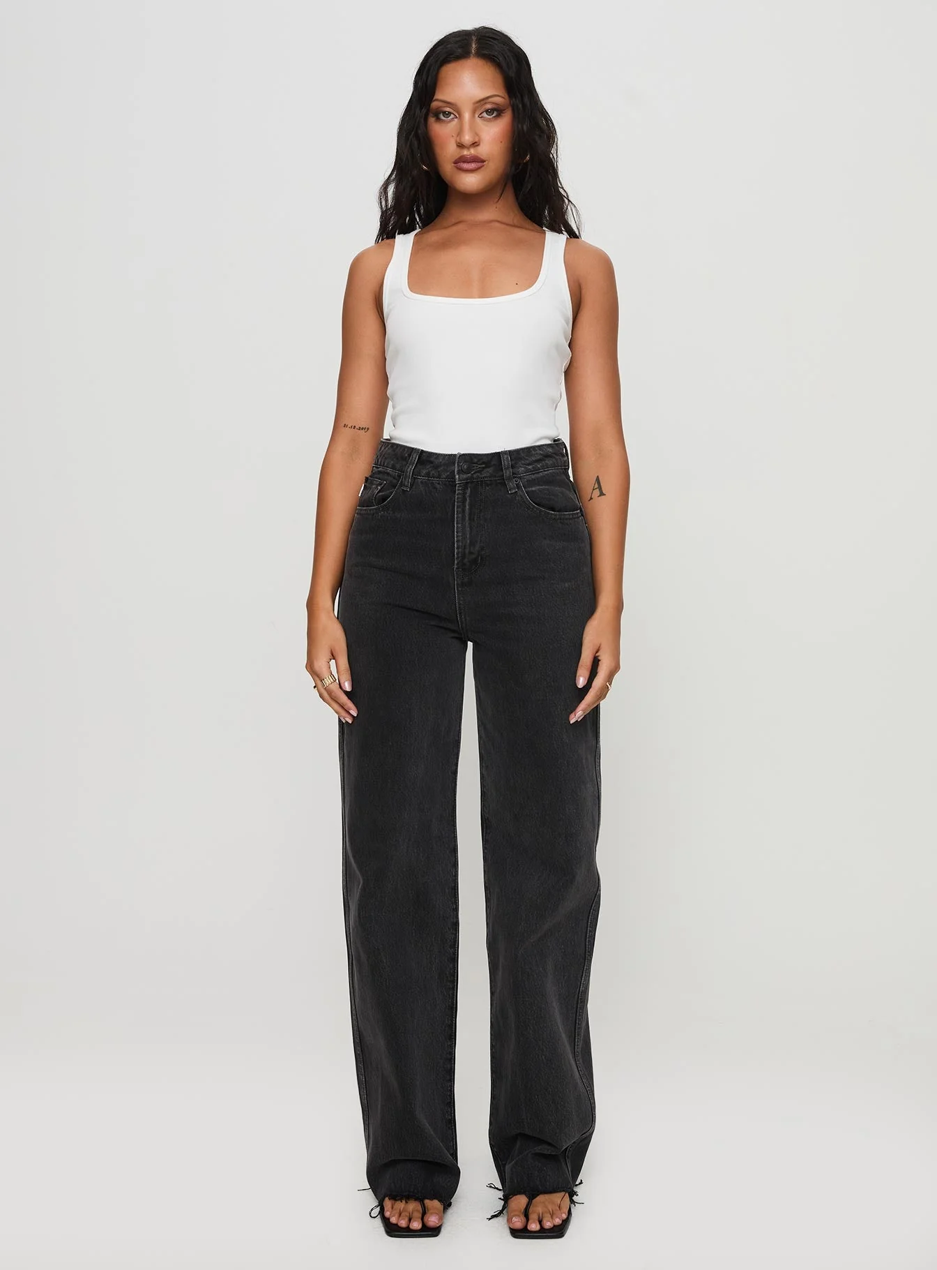 Karlina High Rise Straight Leg Jeans Charcoal - Image 7