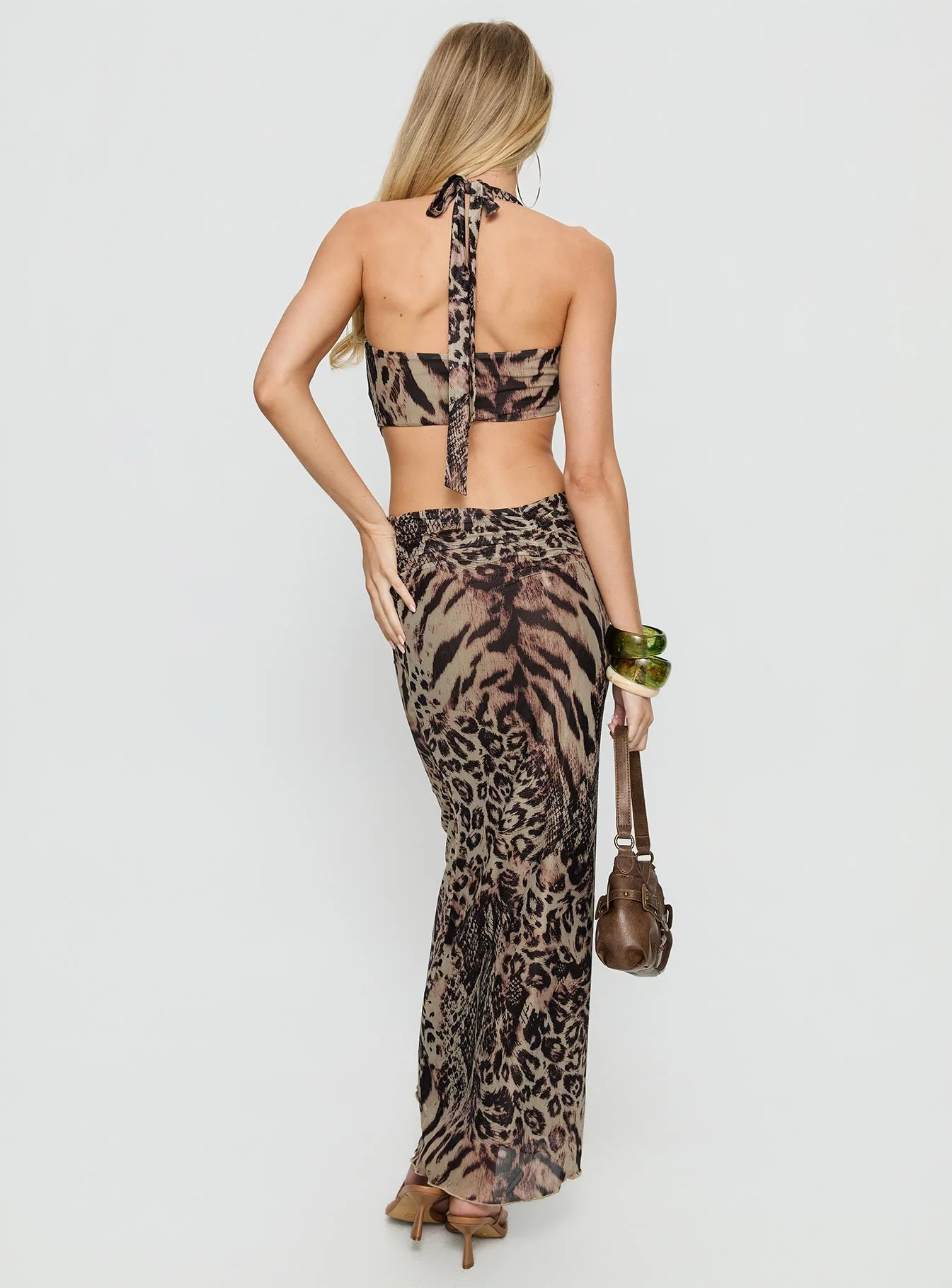 Karlita Halter Cut Out Maxi Dress Leopard - Image 5