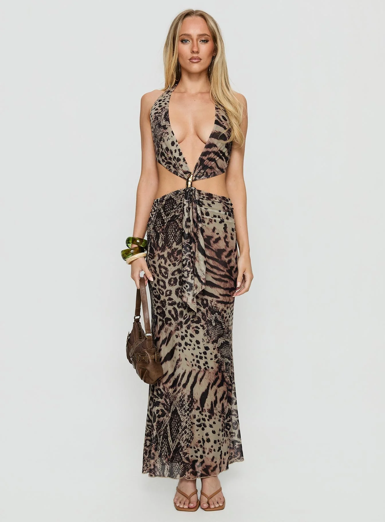Karlita Halter Cut Out Maxi Dress Leopard - Image 7