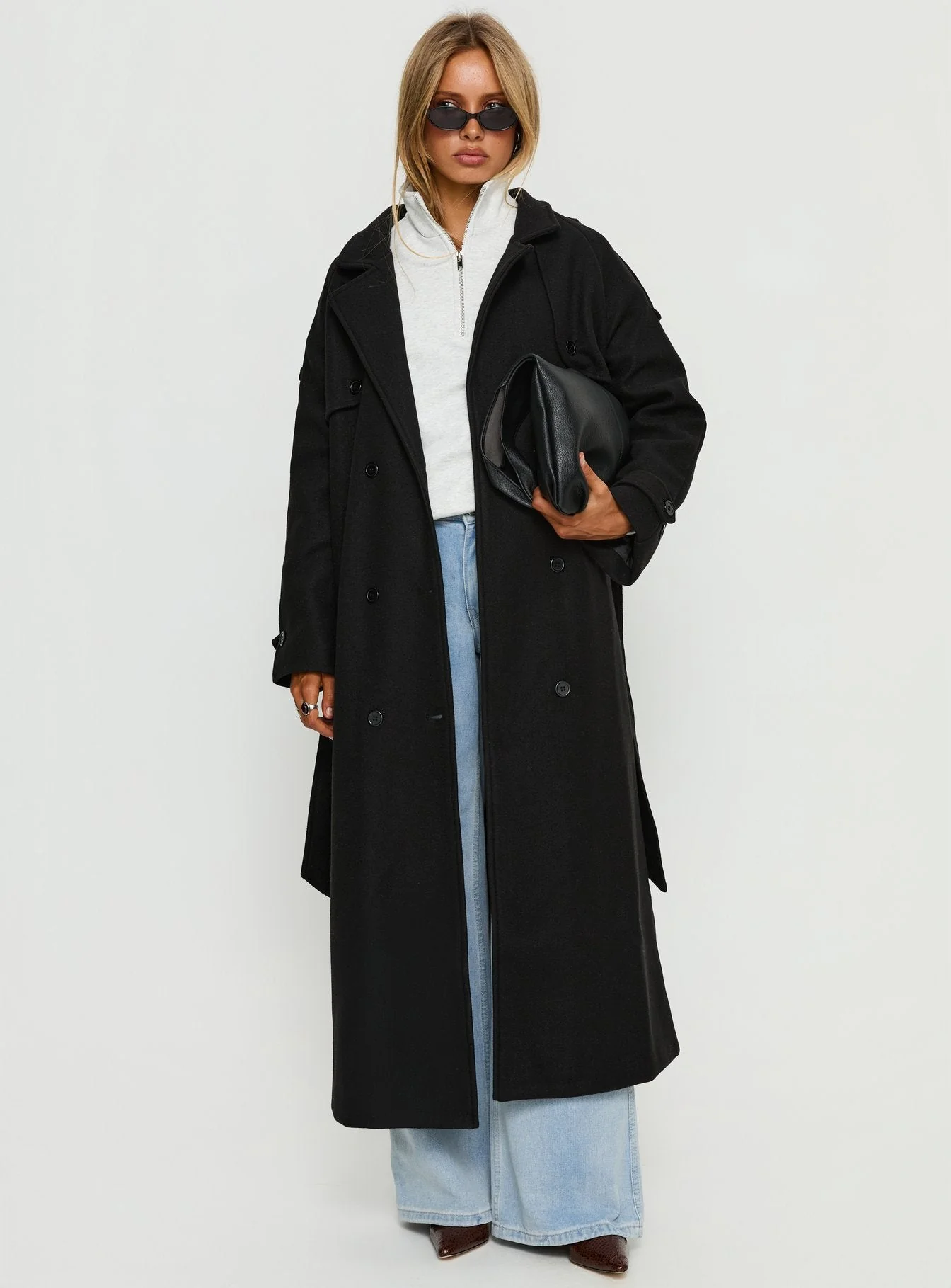 Rylanne Longline Trench Coat Black - Image 2