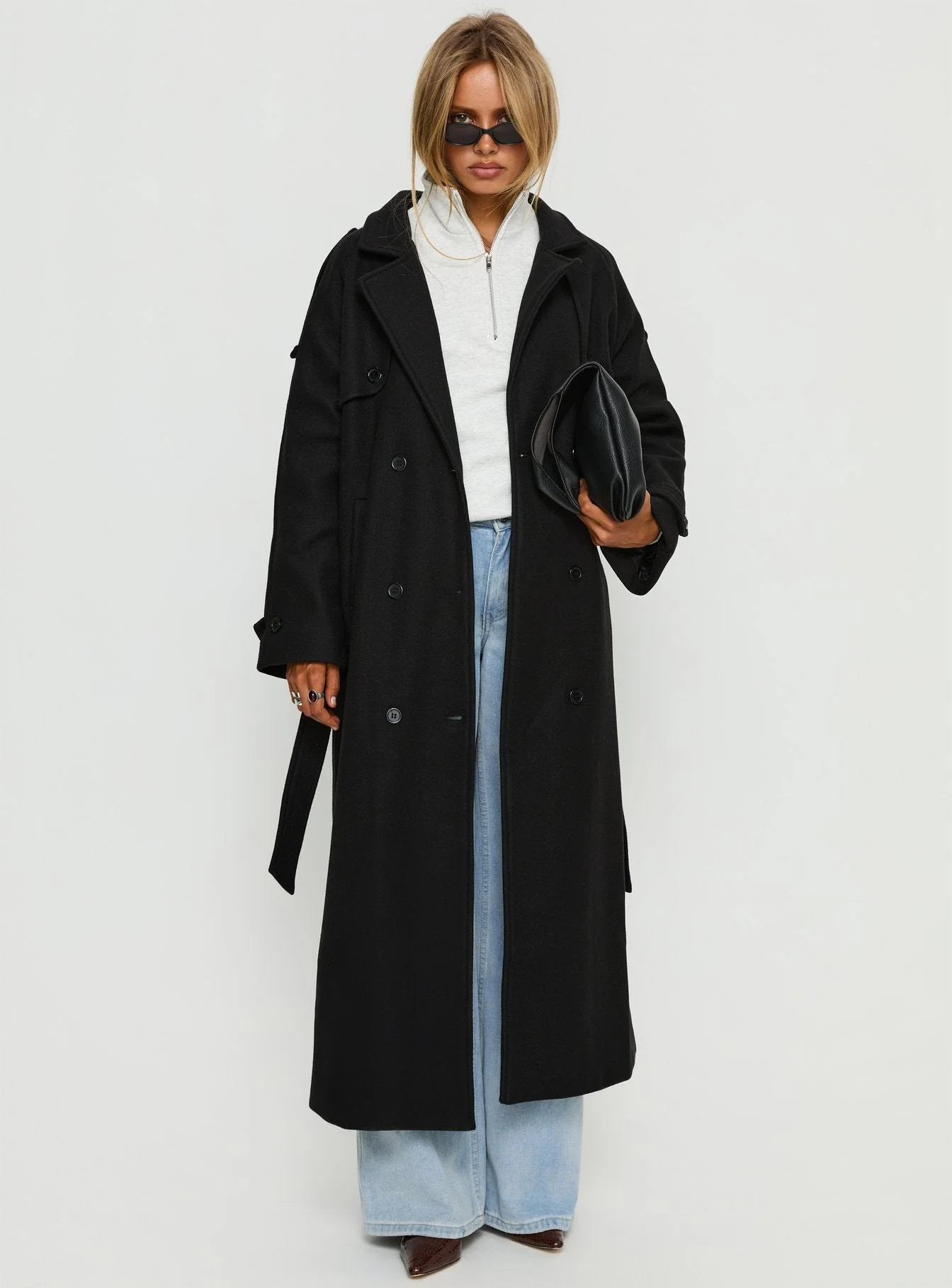 Rylanne Longline Trench Coat Black - Image 6