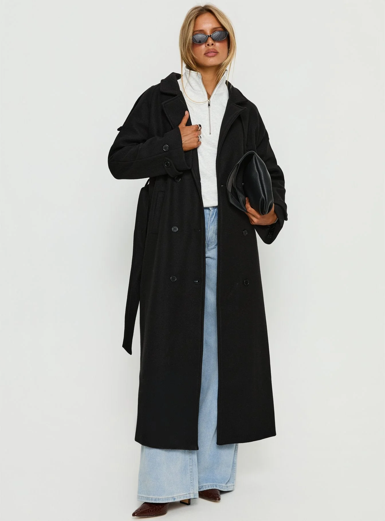 Rylanne Longline Trench Coat Black - Image 7