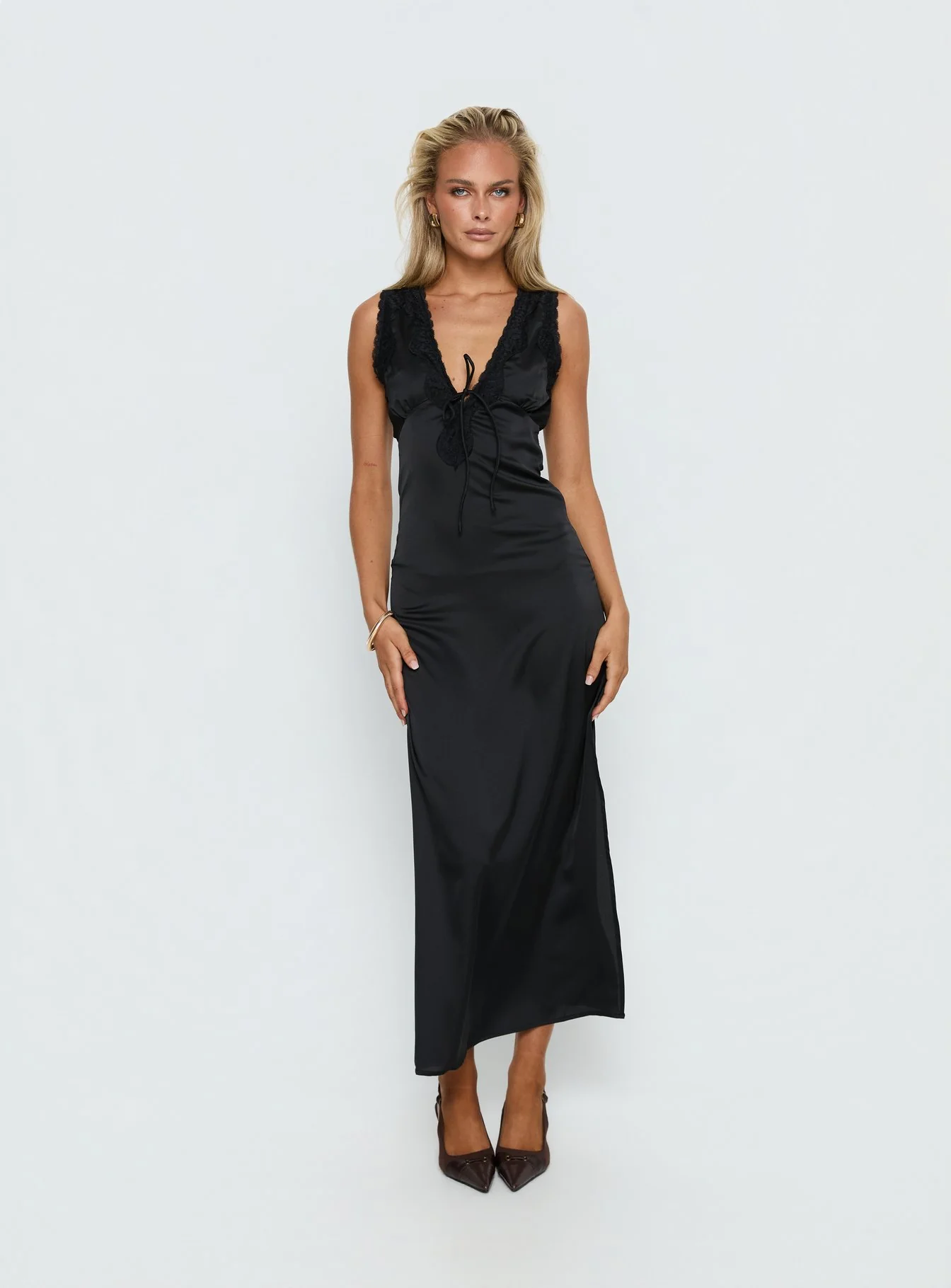 Kasalie Lace Trim Maxi Dress Black - Image 2