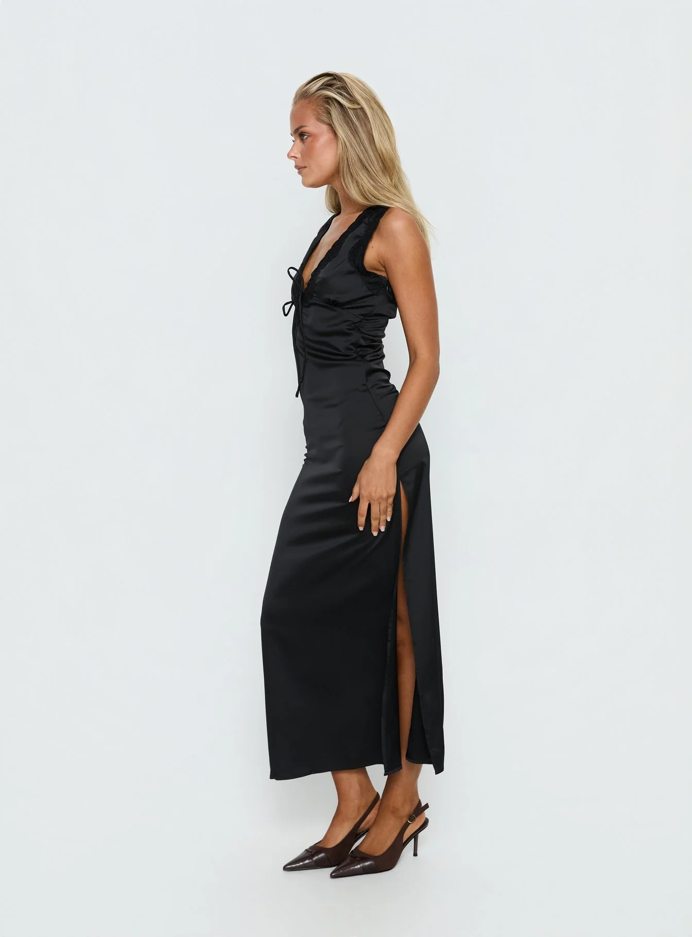 Kasalie Lace Trim Maxi Dress Black - Image 3