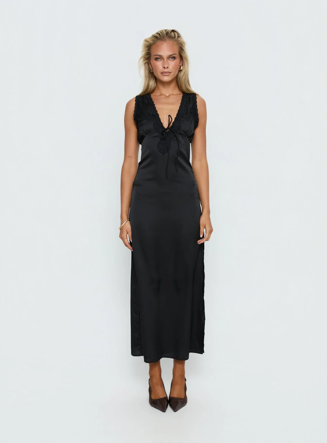 Kasalie Lace Trim Maxi Dress Black - Image 6