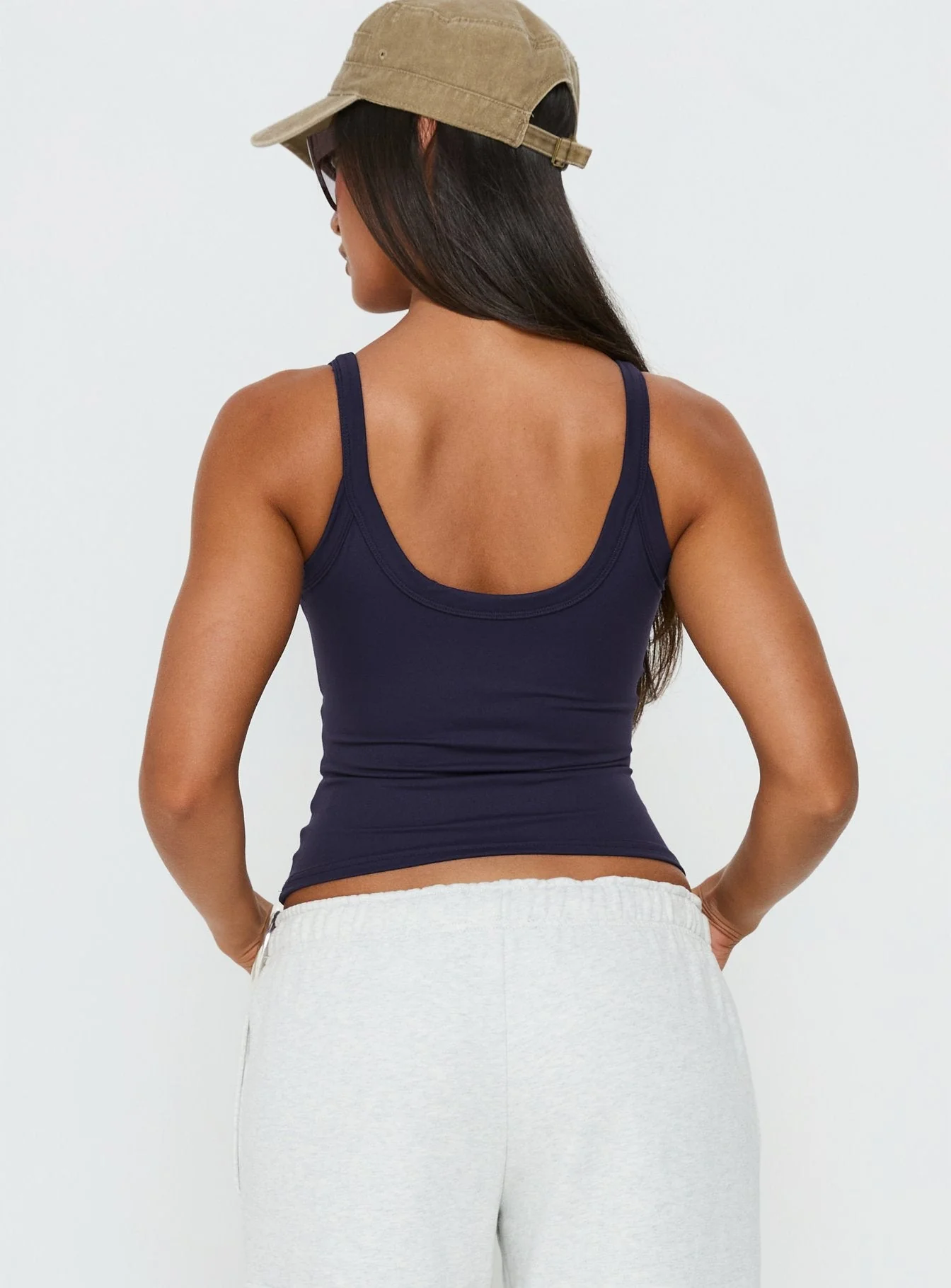 Kasper Cinched Longline Tank Top Navy - Image 5