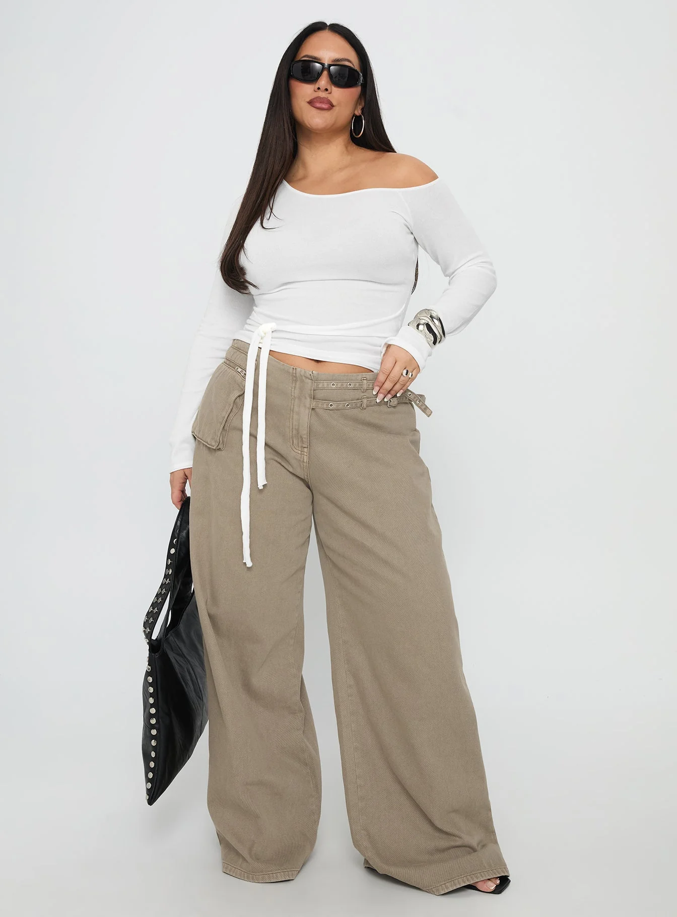 Kastor One Shoulder Long Sleeve Top White Curve - Image 3