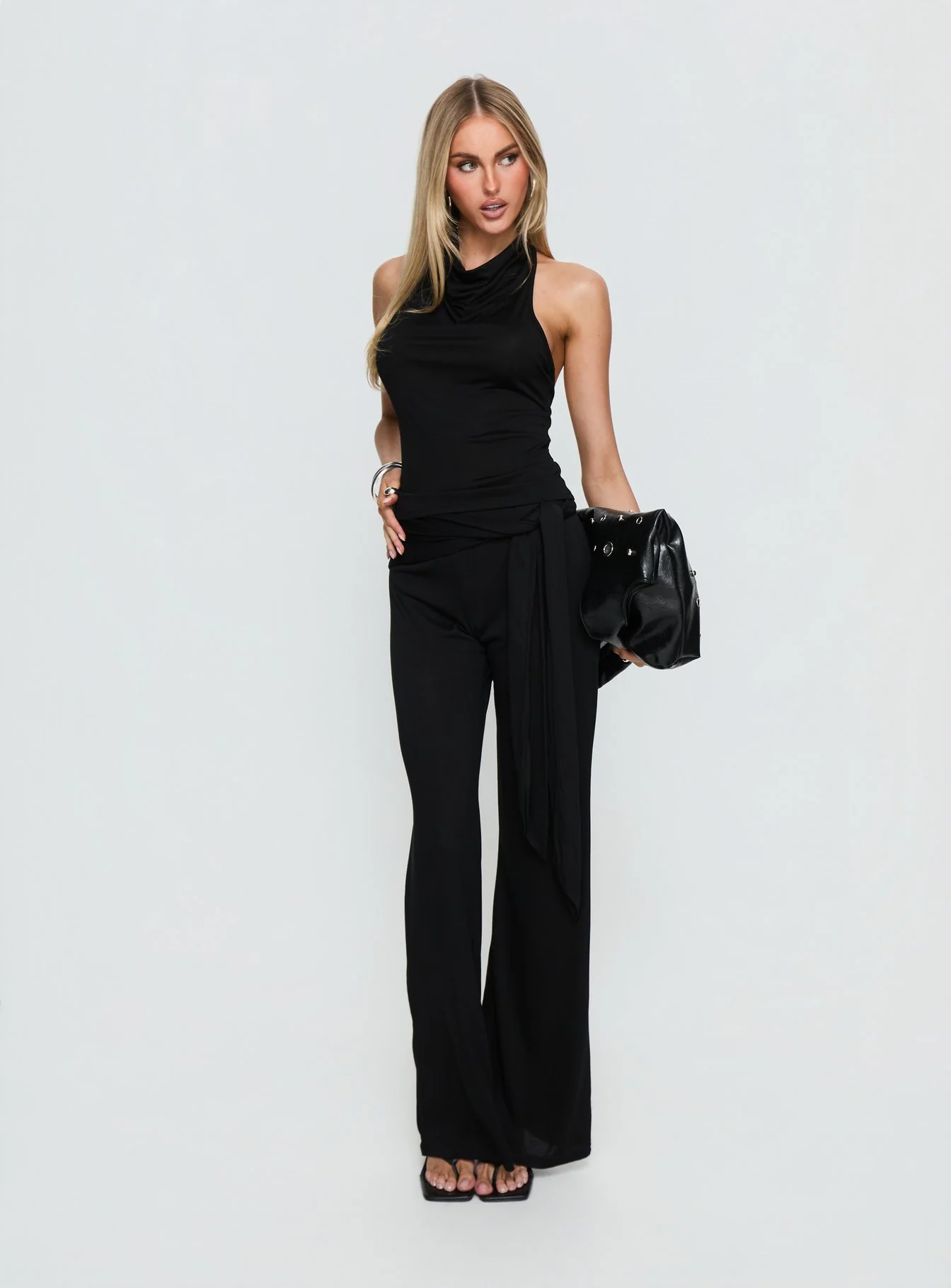 Katiana High Neck Cowl Top Black - Image 3