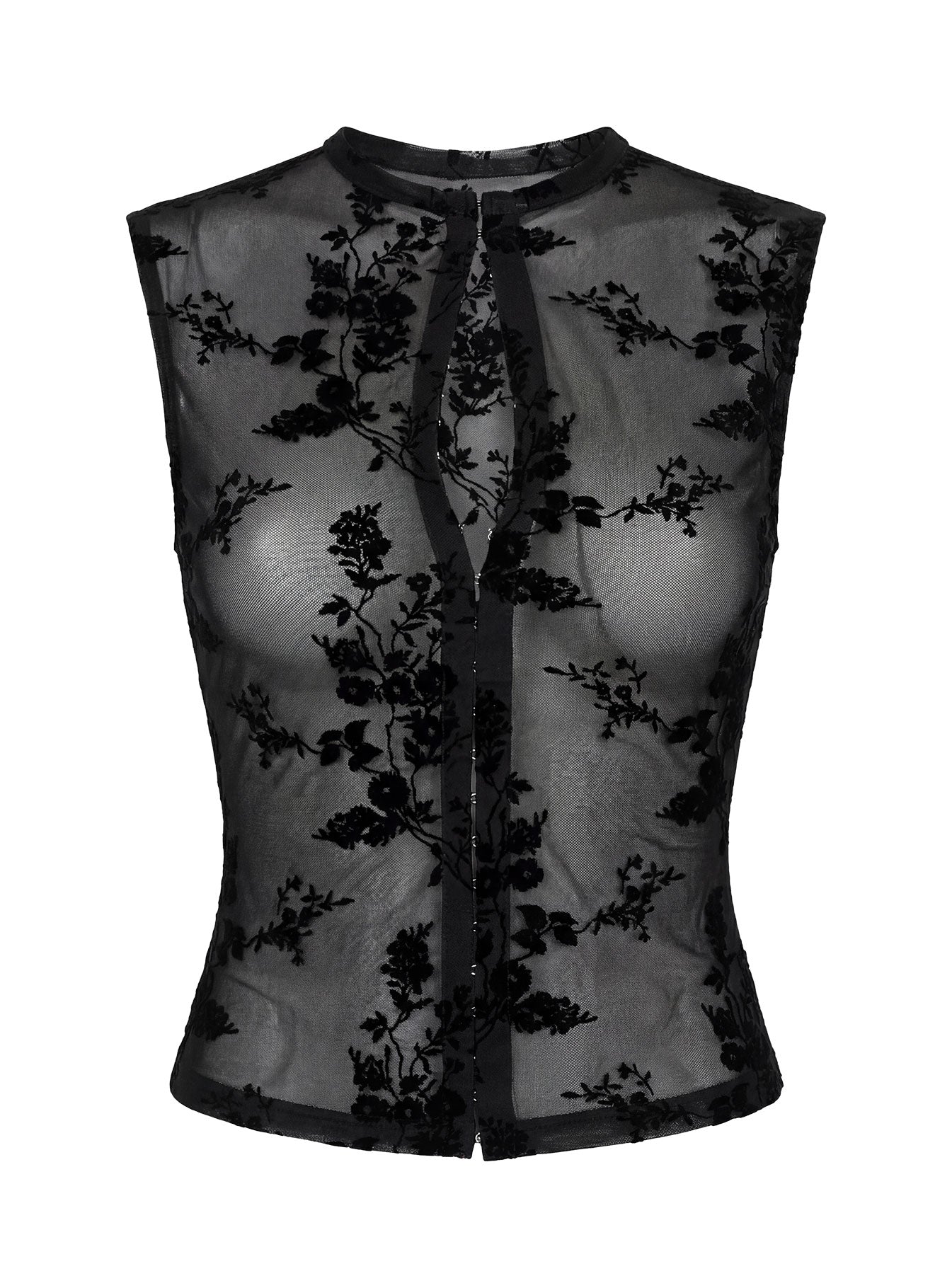 Kelira Keyhole Cutout Sheer Top Black - Image 9