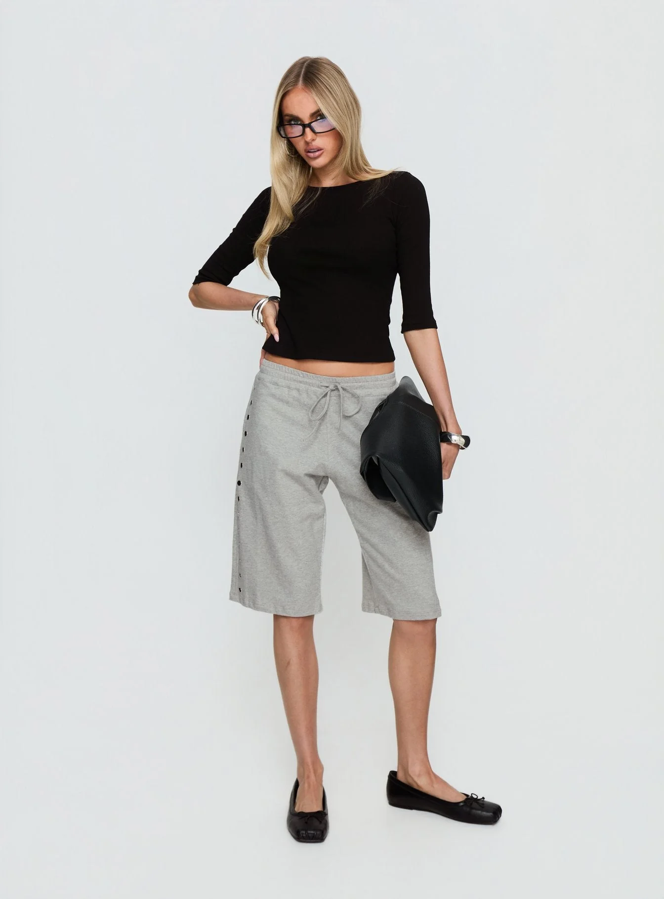 Kether Longline Basketball Studs Short Grey Marle - Image 2