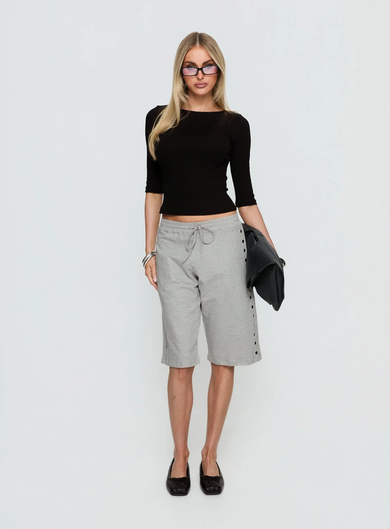 Kether Longline Basketball Studs Short Grey Marle - Image 7