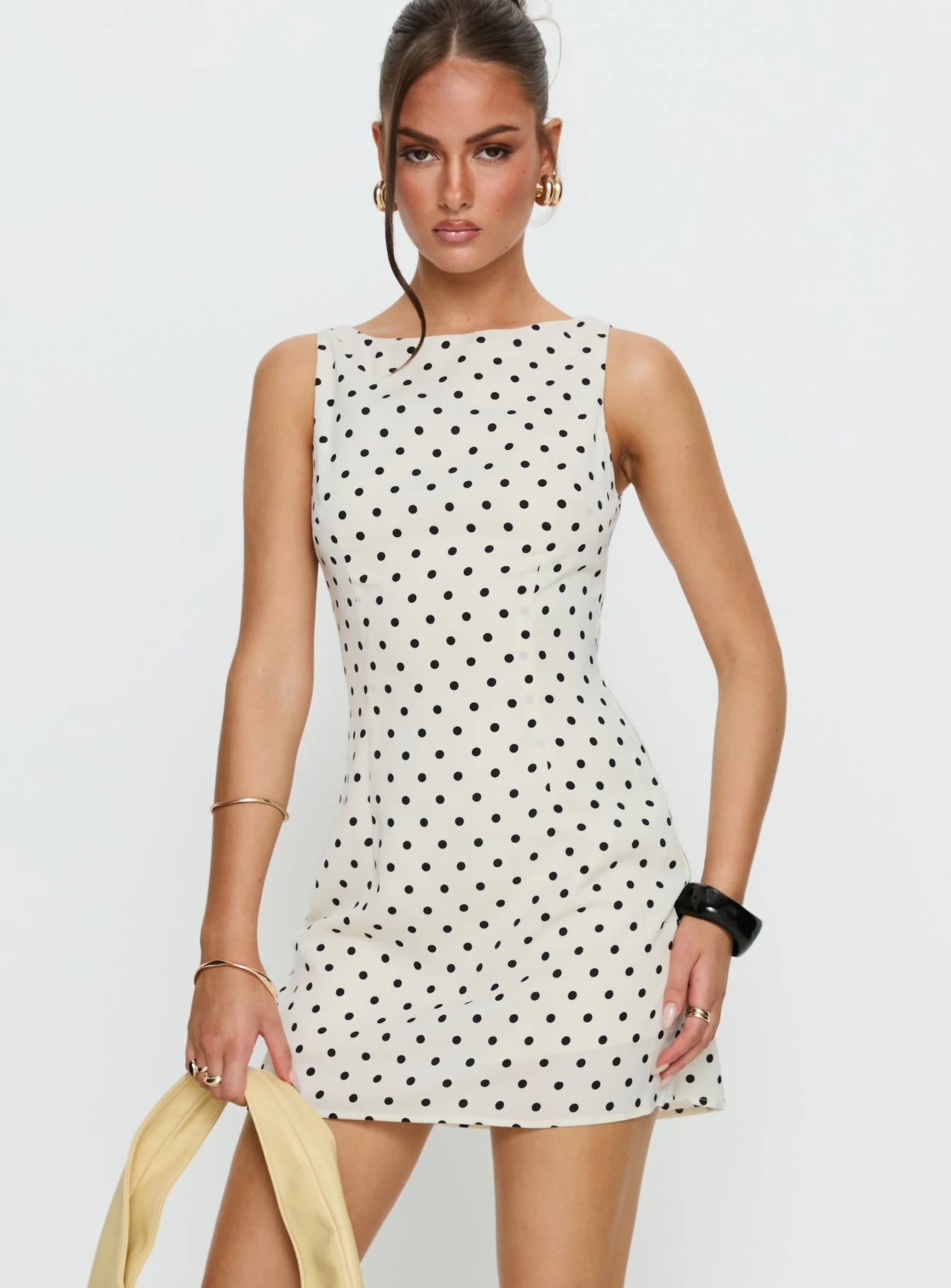 Kherin Boat Neck Romper Cream Polka - Image 2