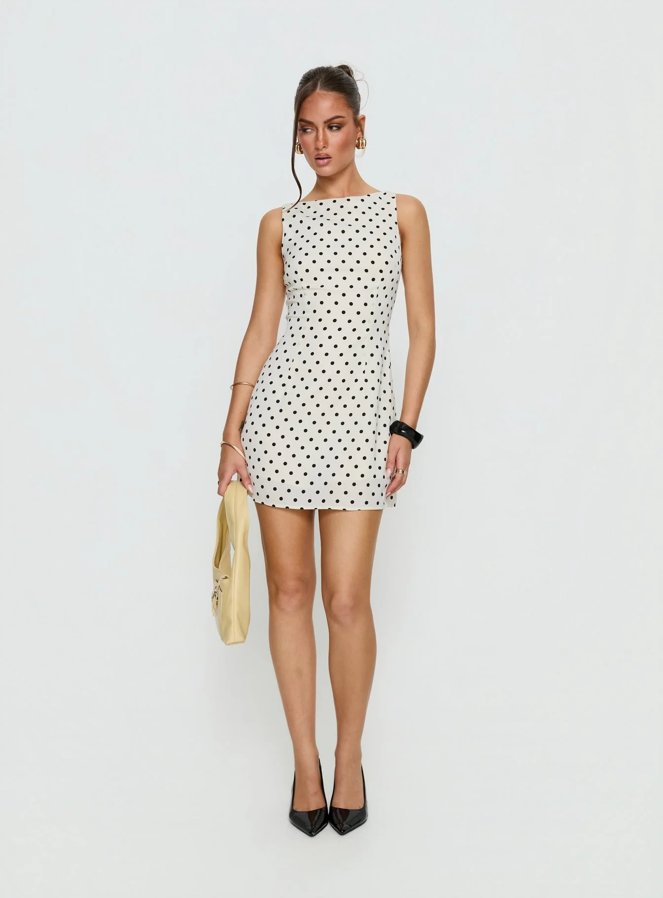 Kherin Boat Neck Romper Cream Polka - Image 3