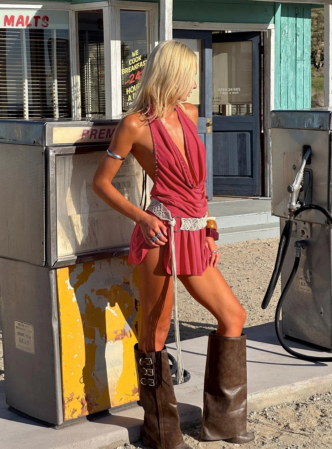 Khoda Studded Halter Mini Dress Burgundy - Image 9