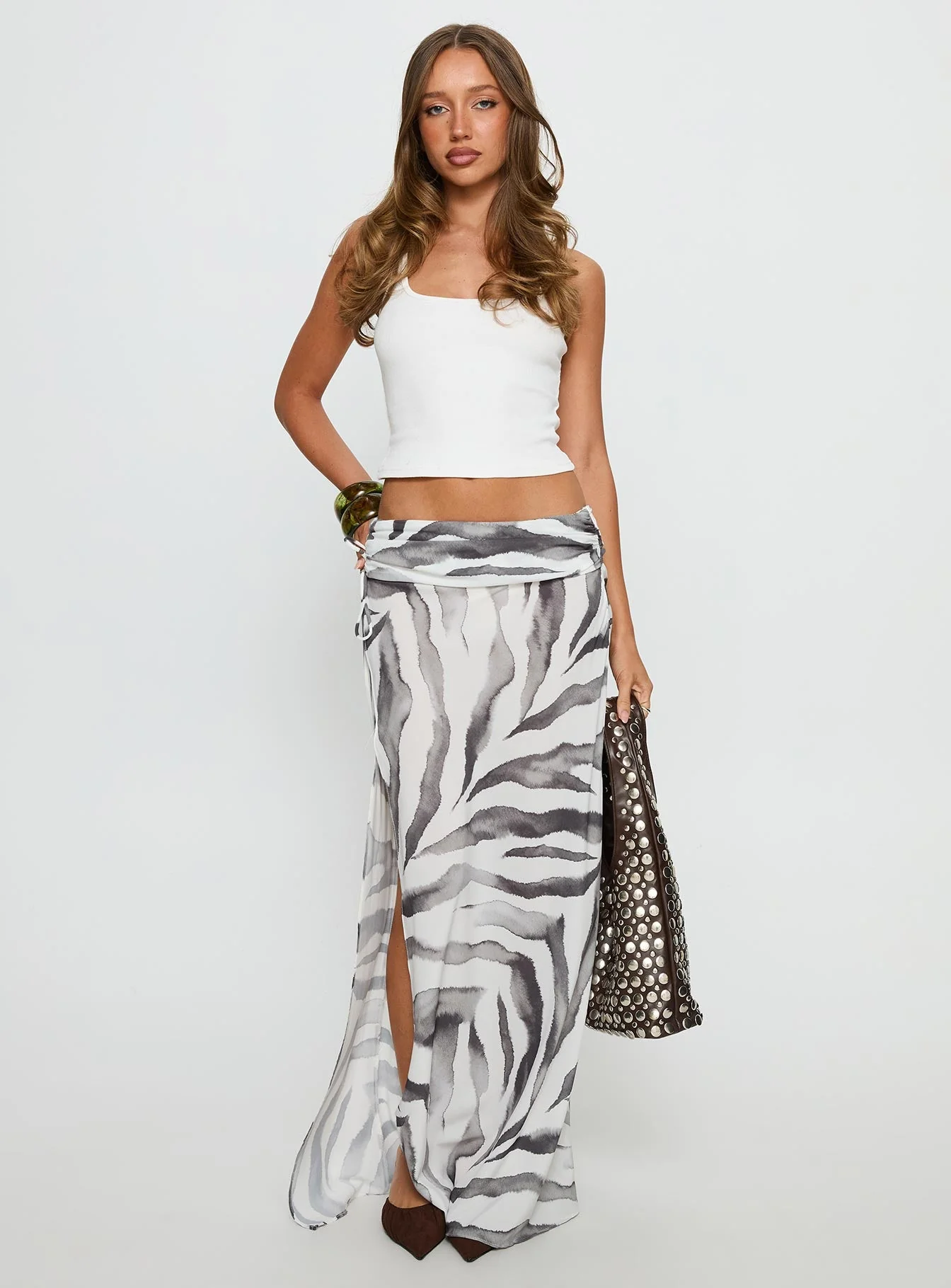 Kiden Split Maxi Skirt Zebra - Image 3
