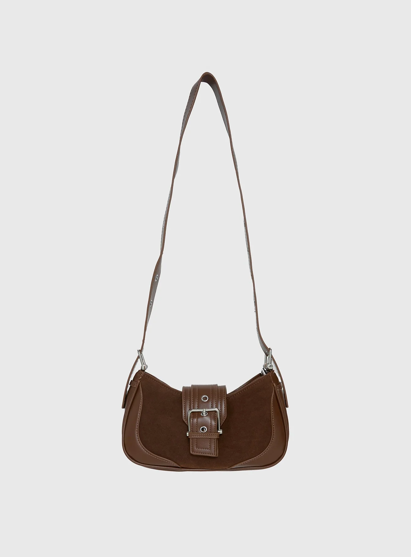 Kienna Buckle Shoulder Bag Brown - Image 2