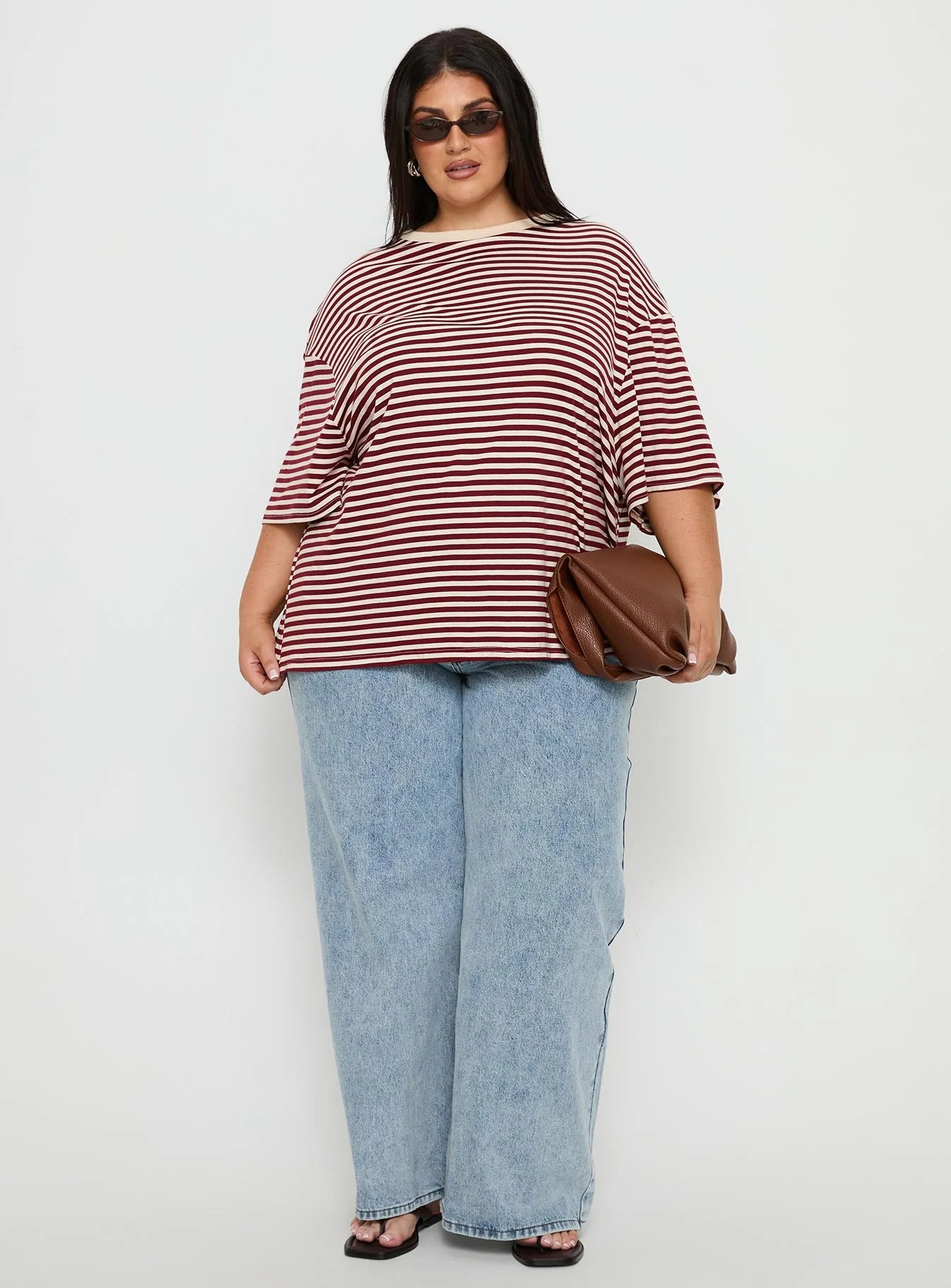 Kieryn Oversized Top Red Stripe Curve - Image 2
