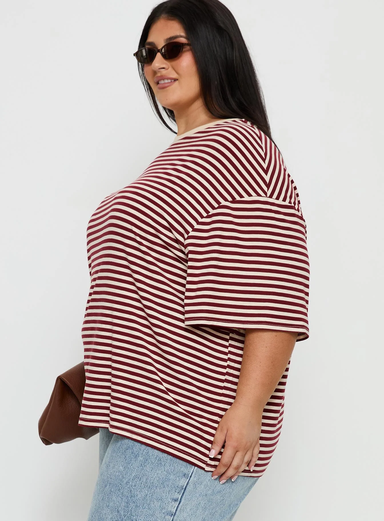 Kieryn Oversized Top Red Stripe Curve - Image 3
