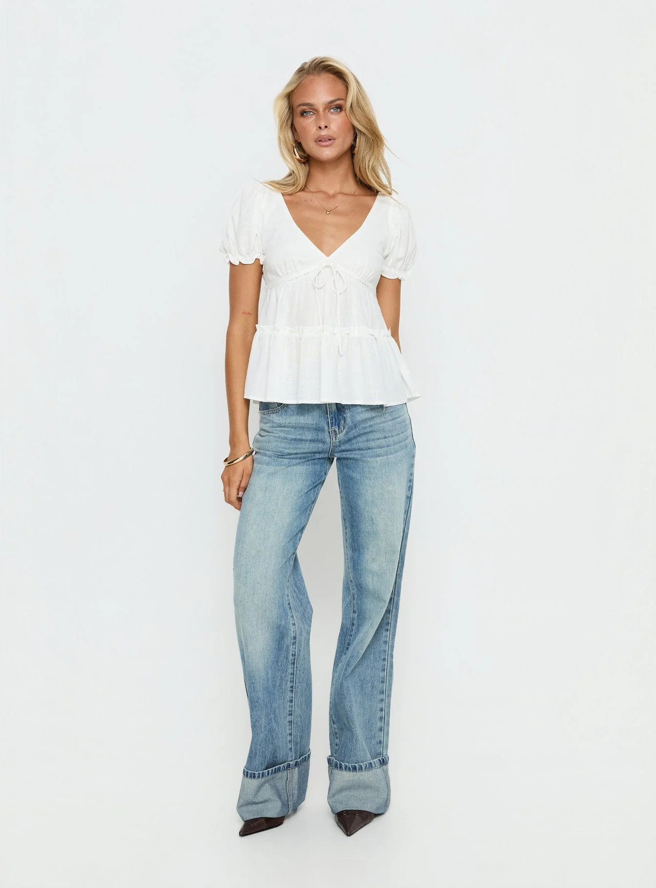 Kimberleigh Floaty Babydoll Top White - Image 4