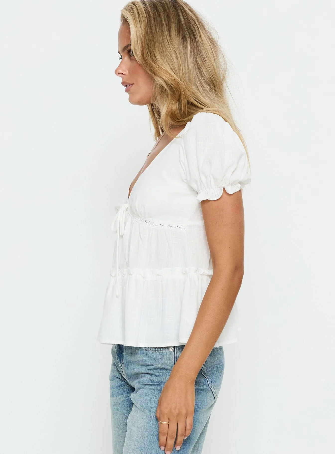 Kimberleigh Floaty Babydoll Top White - Image 5