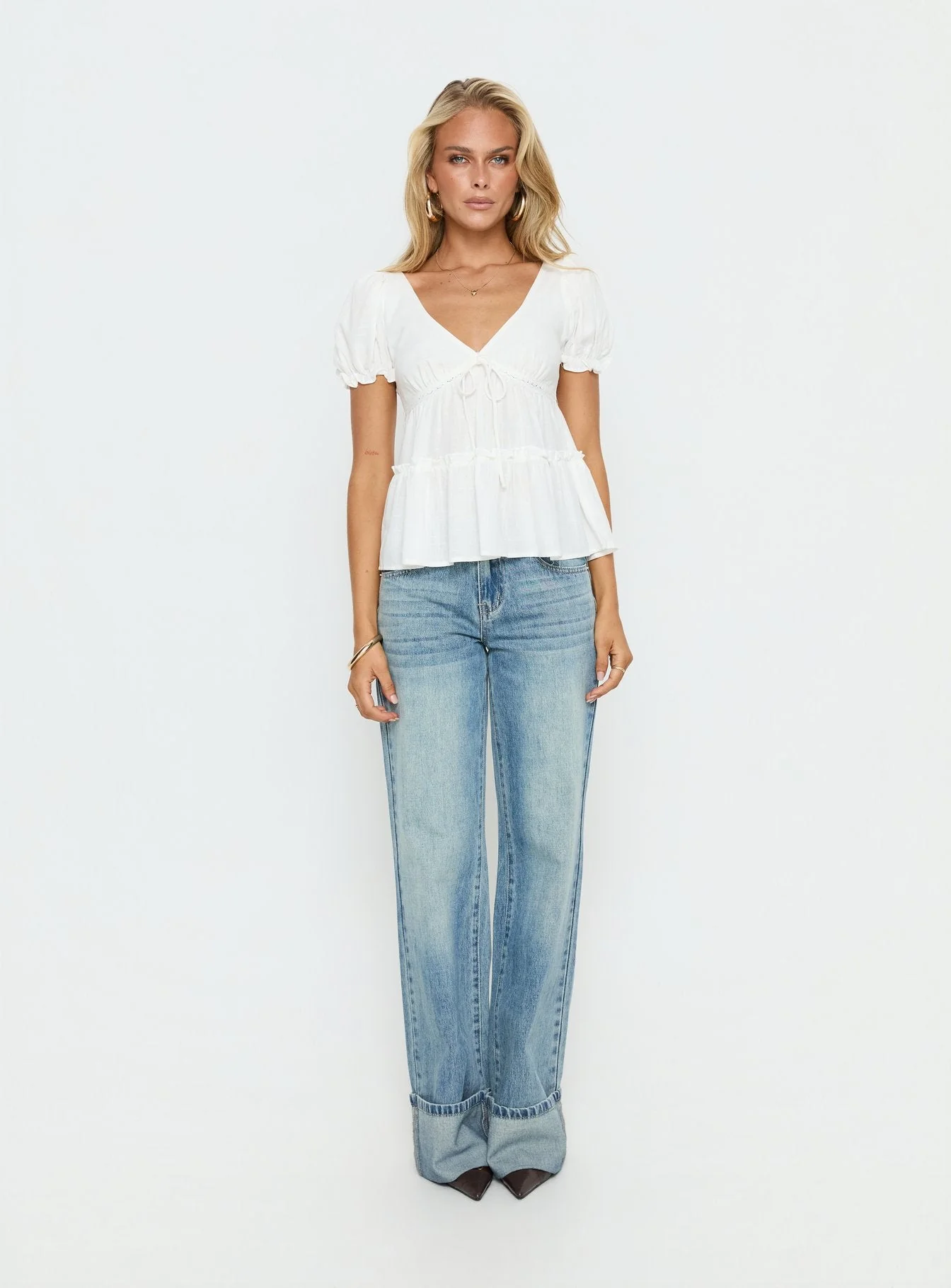Kimberleigh Floaty Babydoll Top White - Image 7