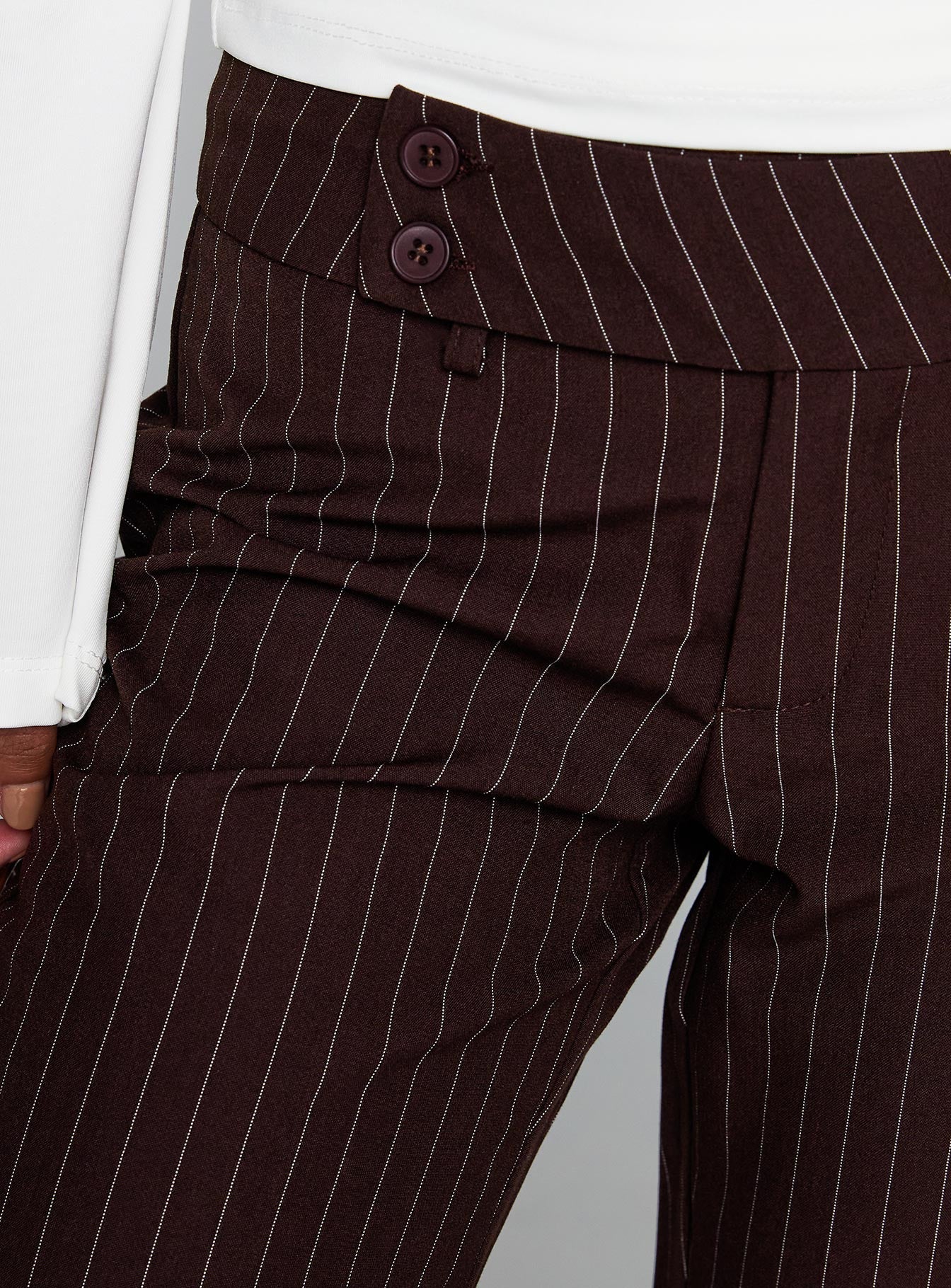 Kinkirk Flared Pants Brown Pinstripe - Image 6
