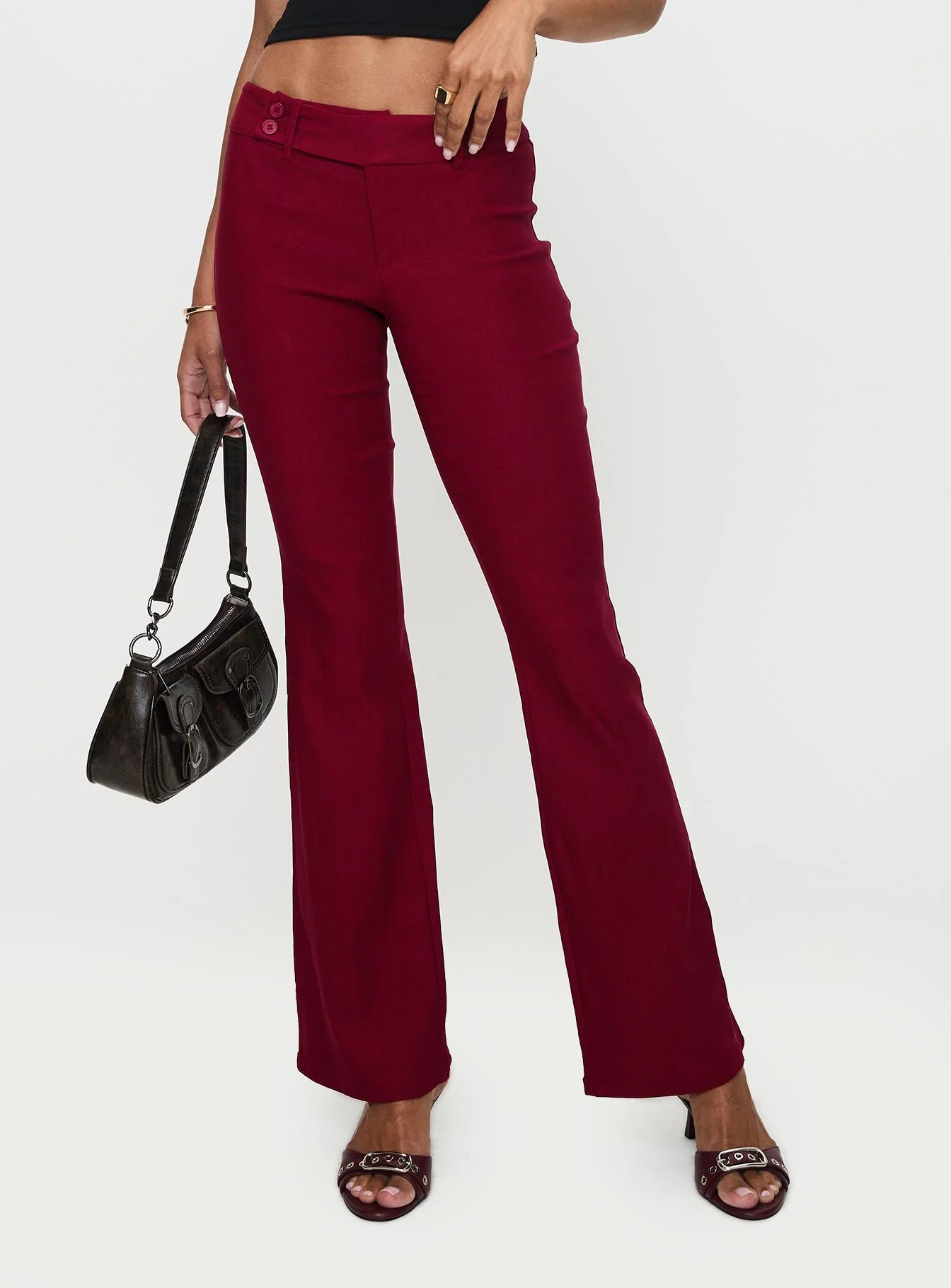 Kinkirk Flared Pants Burgundy - Image 2