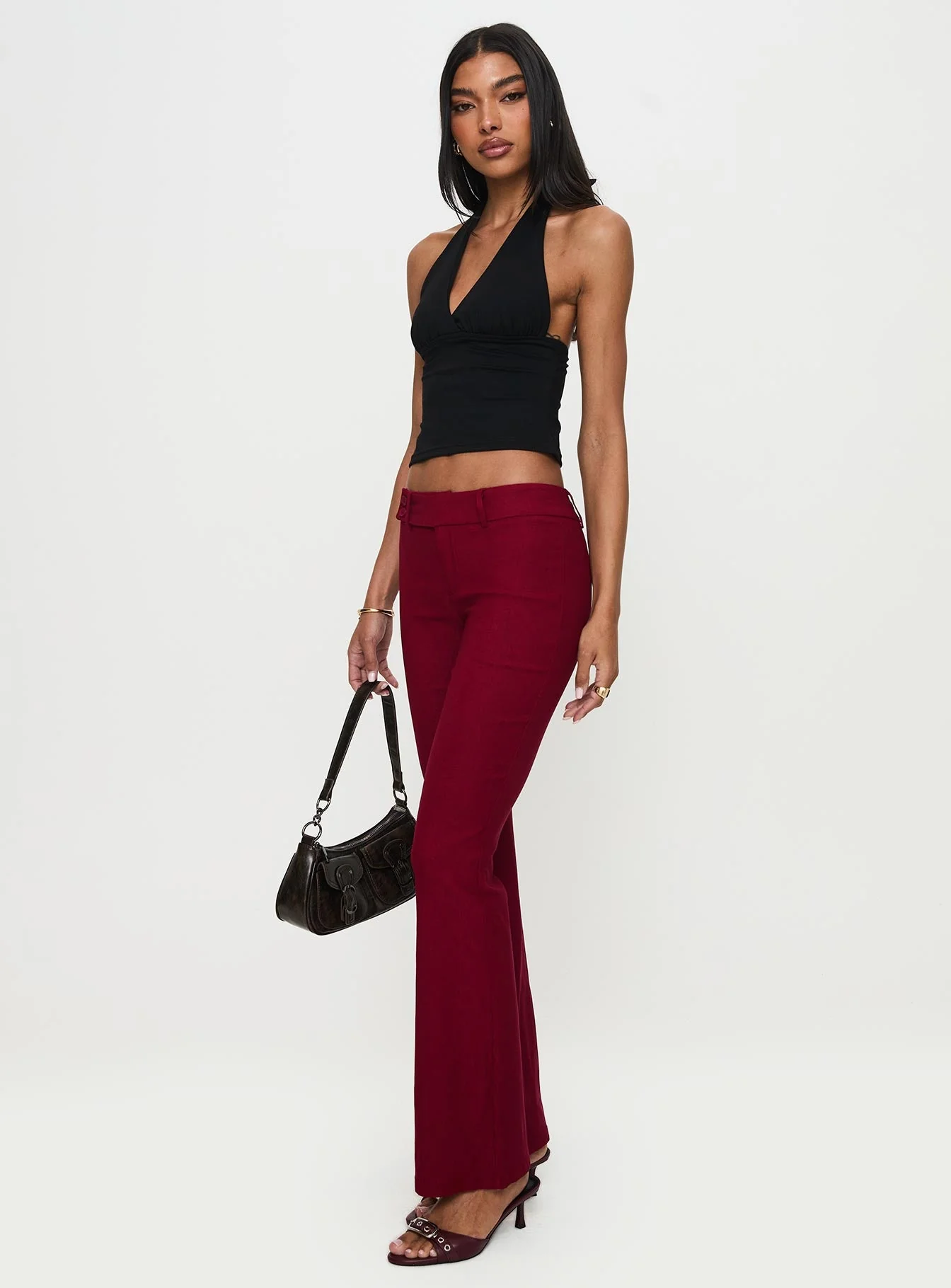 Kinkirk Flared Pants Burgundy - Image 4