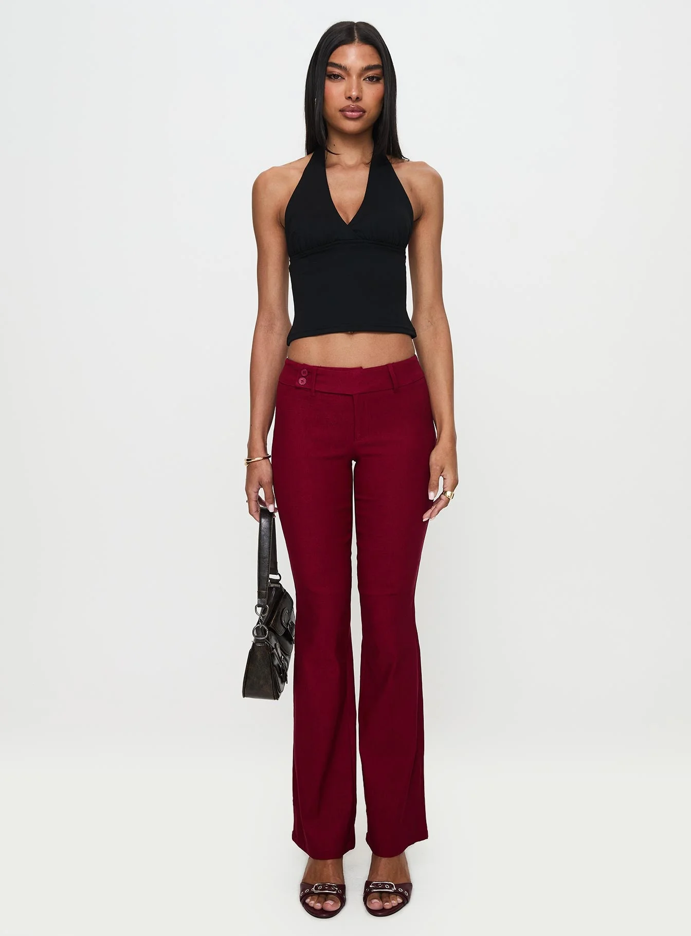 Kinkirk Flared Pants Burgundy - Image 7