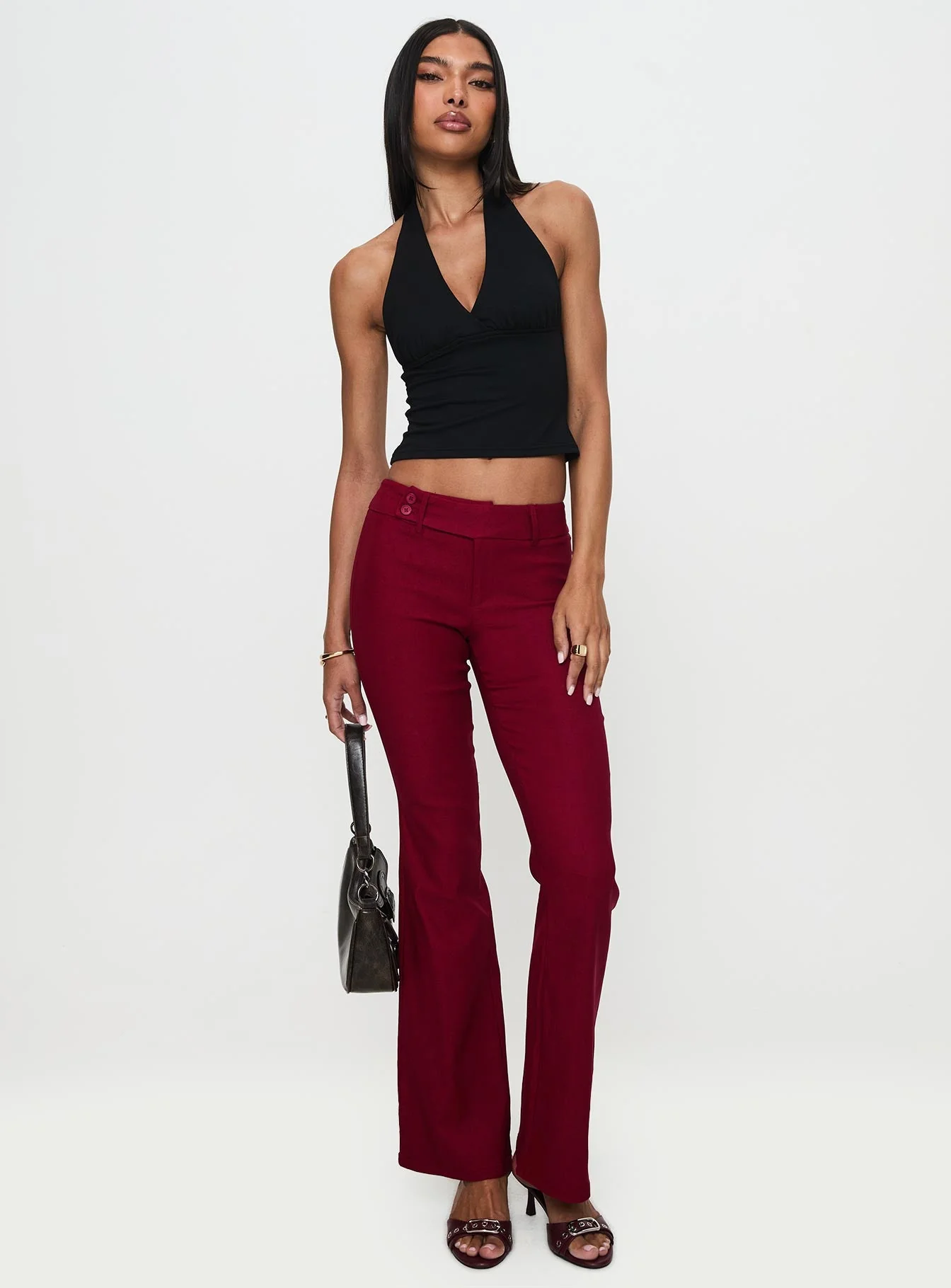 Kinkirk Flared Pants Burgundy Petite - Image 3