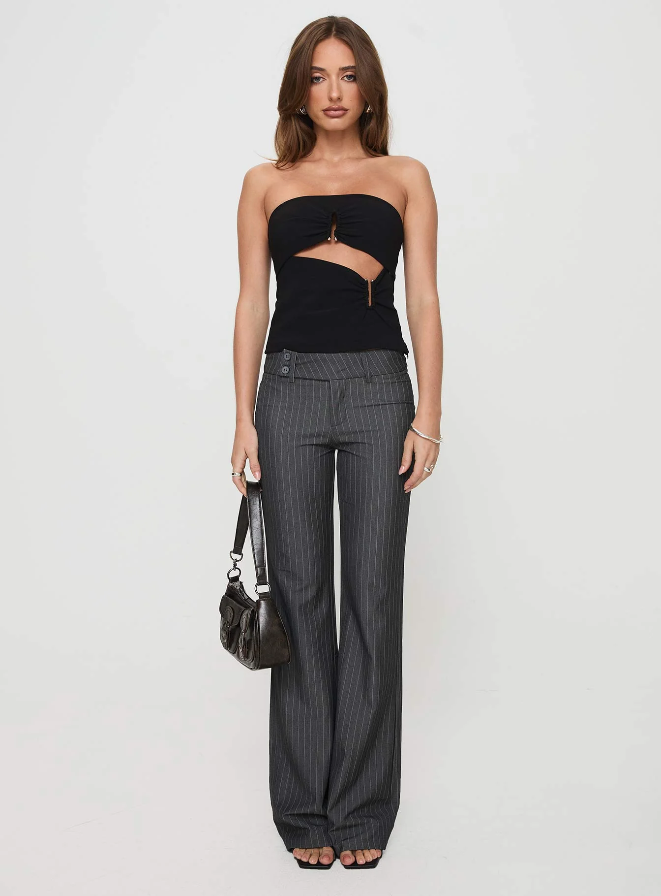 Kinkirk Flared Pants Grey Pinstripe Petite - Image 8