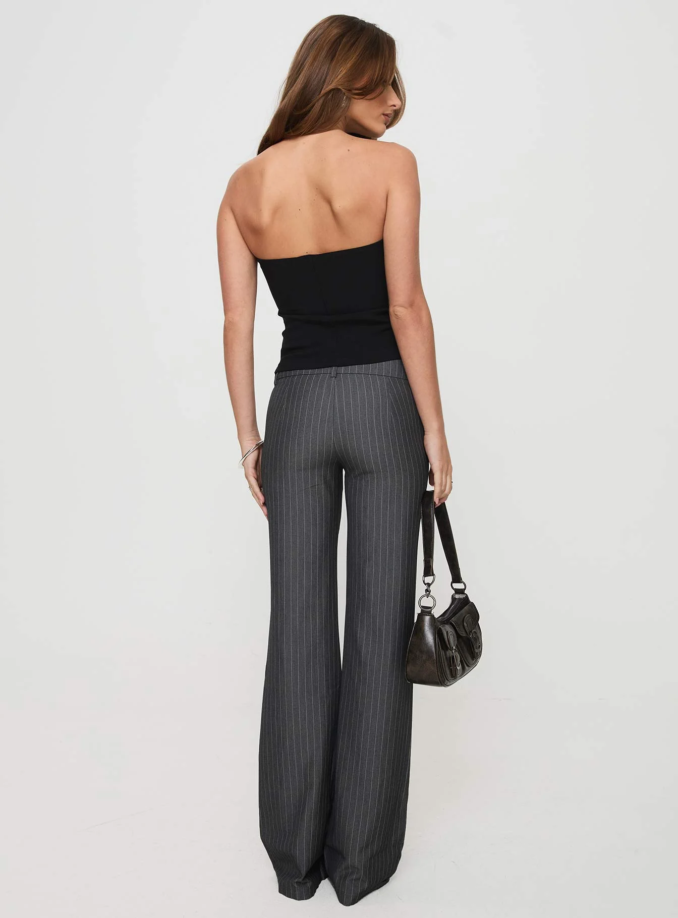Kinkirk Flared Pants Grey Pinstripe Tall - Image 5