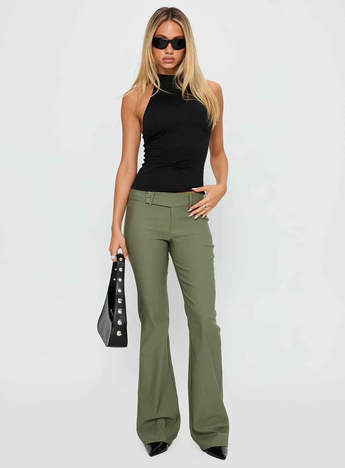 Kinkirk Flared Pants Olive Green - Image 3