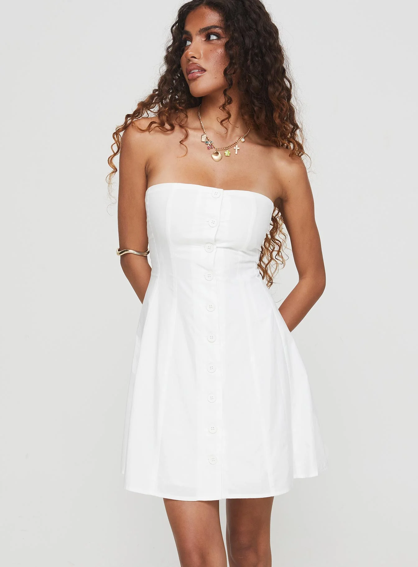 Kisses Lace Up Mini Dress White - Image 2
