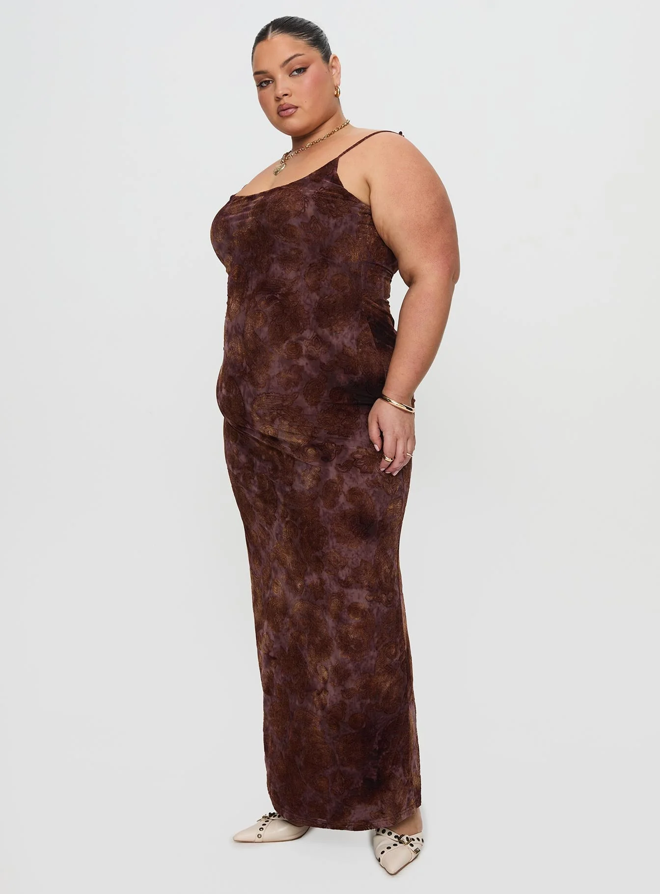 Knox Maxi Dress Chocolate Paisley Curve - Image 4