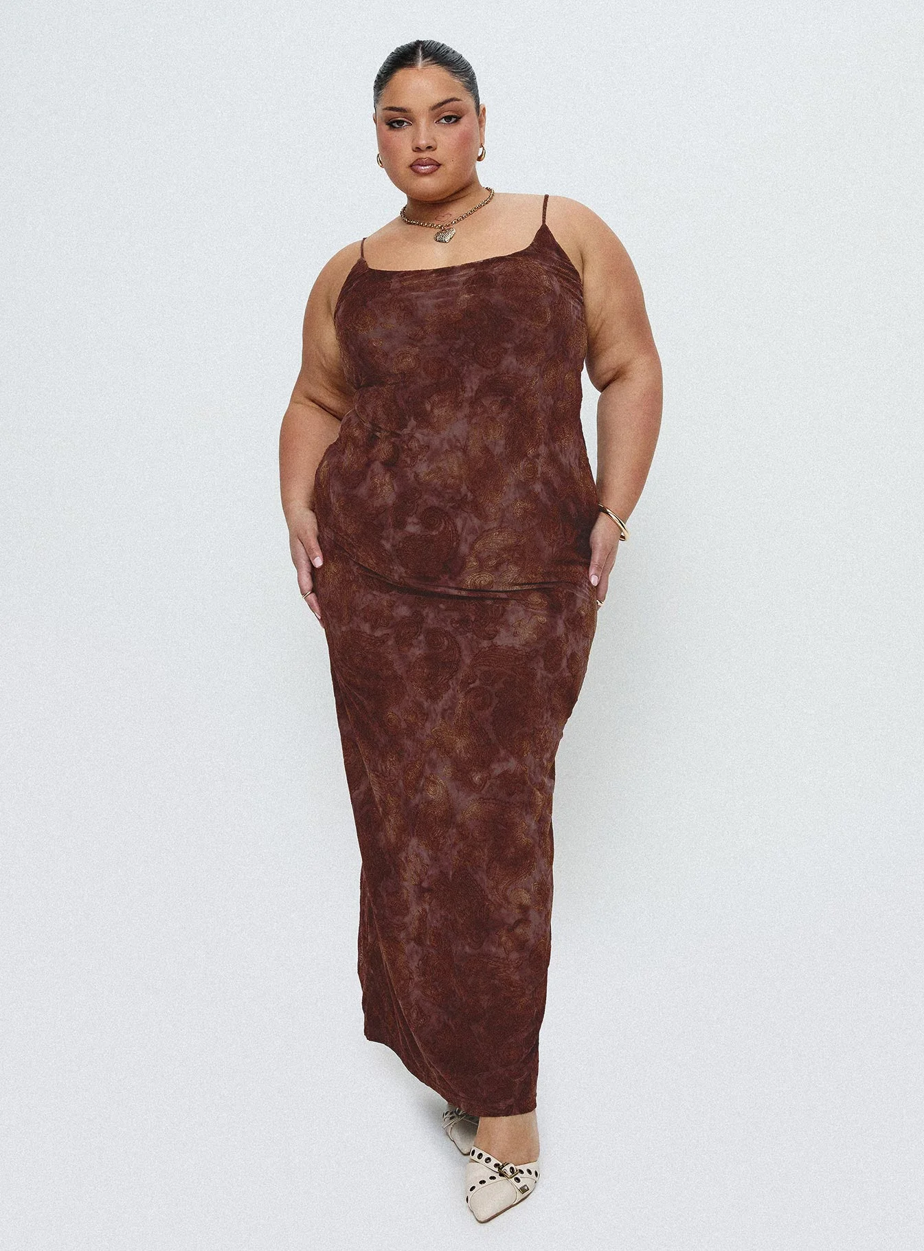 Knox Maxi Dress Chocolate Paisley Curve - Image 7