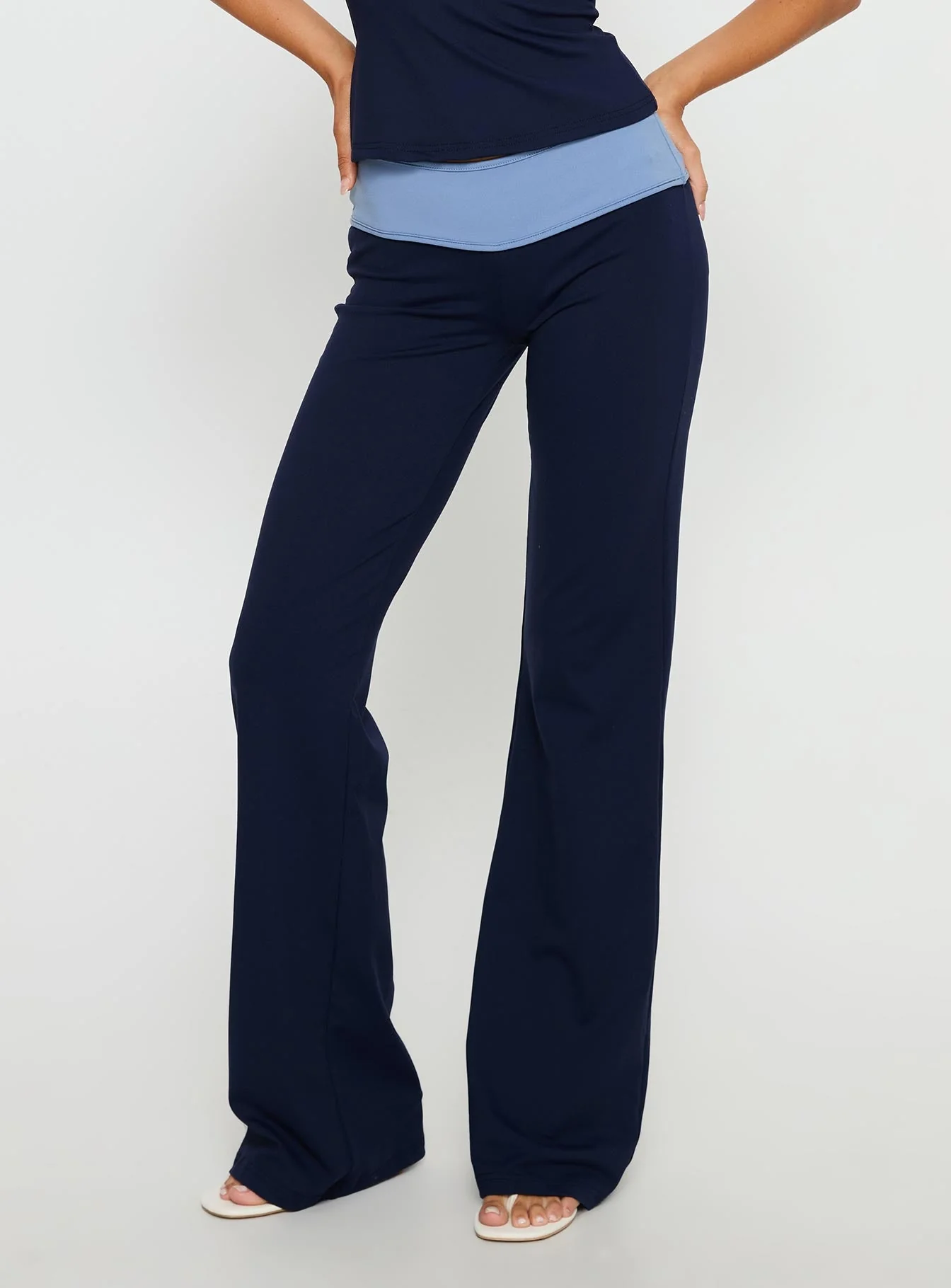 Kobee Jersey Flare Pants Navy / Light Blue - Image 2