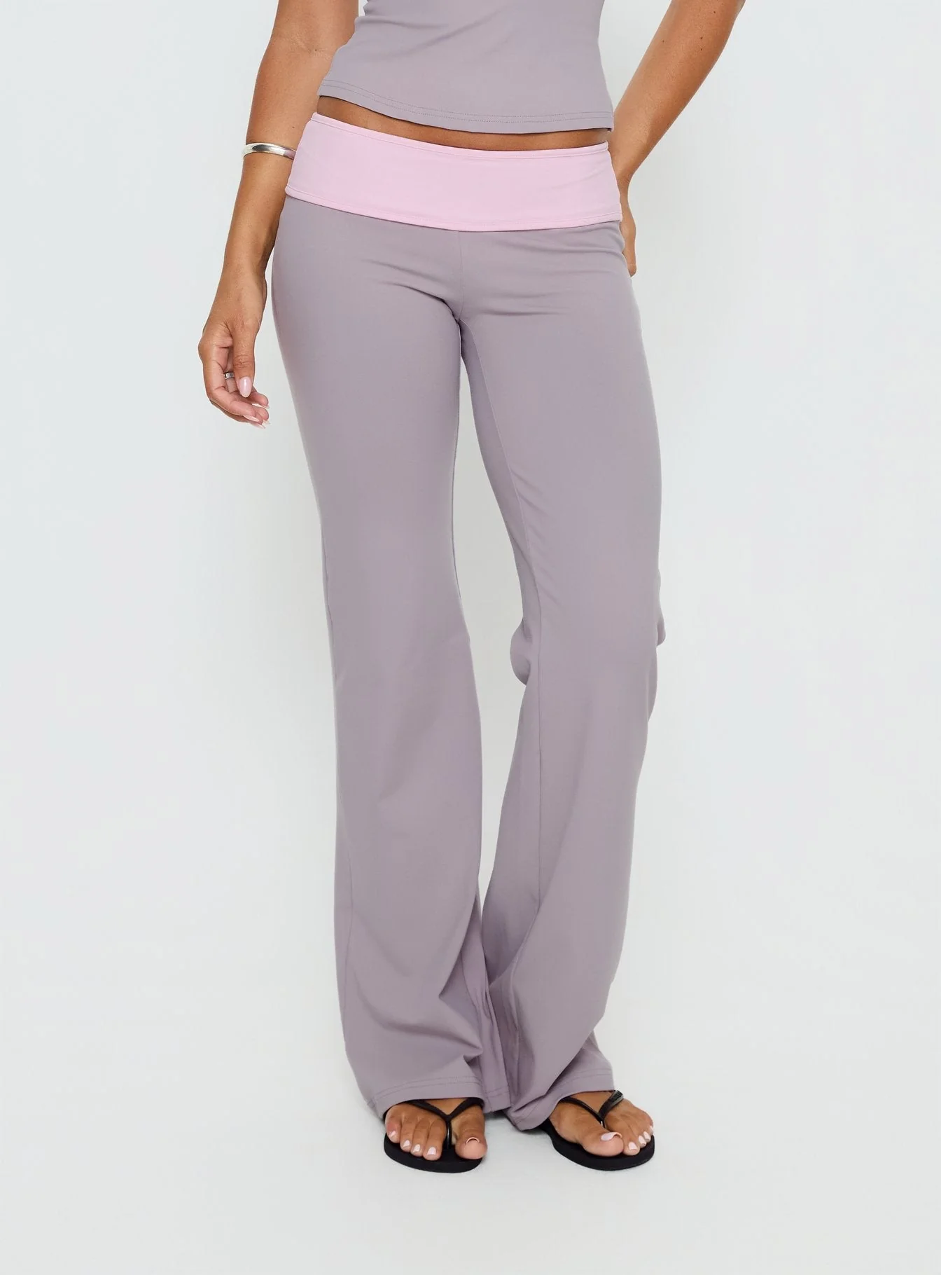 Kobee Jersey Flare Pants Slate / Dusty Pink - Image 2