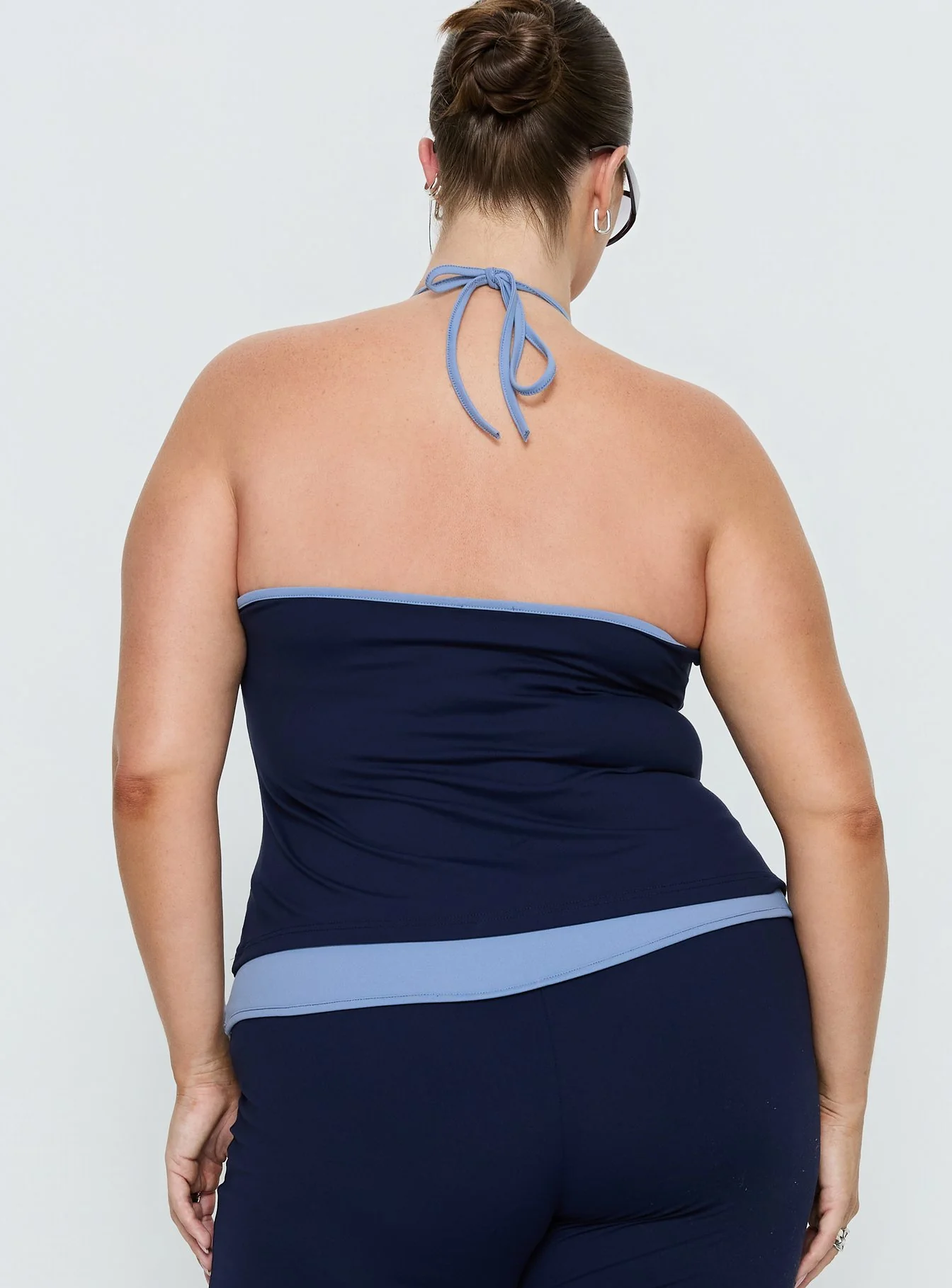 Kobee Jersey Halter Top Navy / Light Blue Curve - Image 5